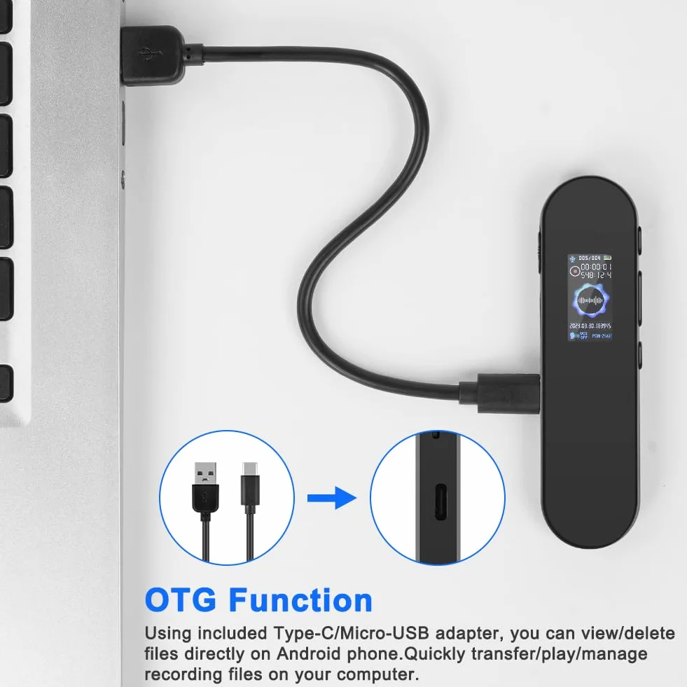 Vicloon 64GB dyktafon i rejestrator dźwięku USB C do klas, konferencji, spotkań i wywiadów