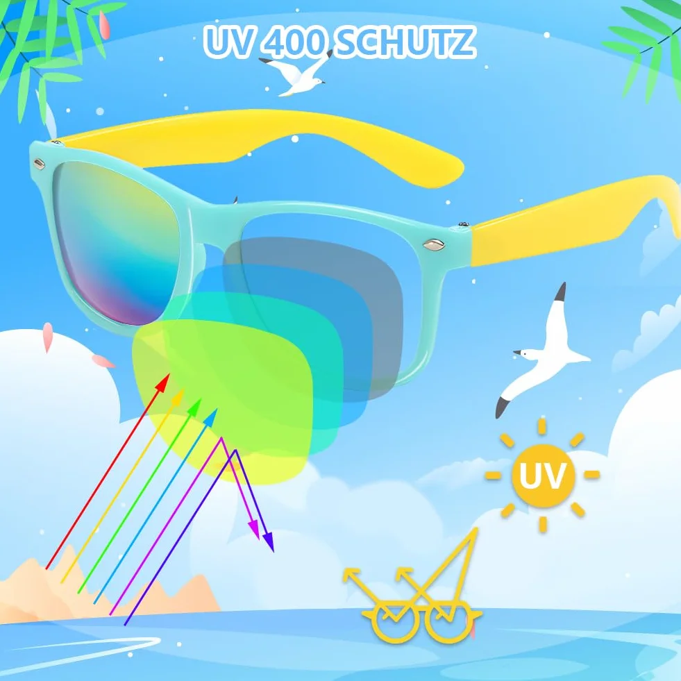 Joycabin 12 sztuk dziecięcych okularów przeciwsłonecznych dla chłopców i dziewczynek, okulary imprezowe z ochroną UV400, neonowy kolor, zabawne okulary przeciwsłoneczne na lato, plażę, akcesoria