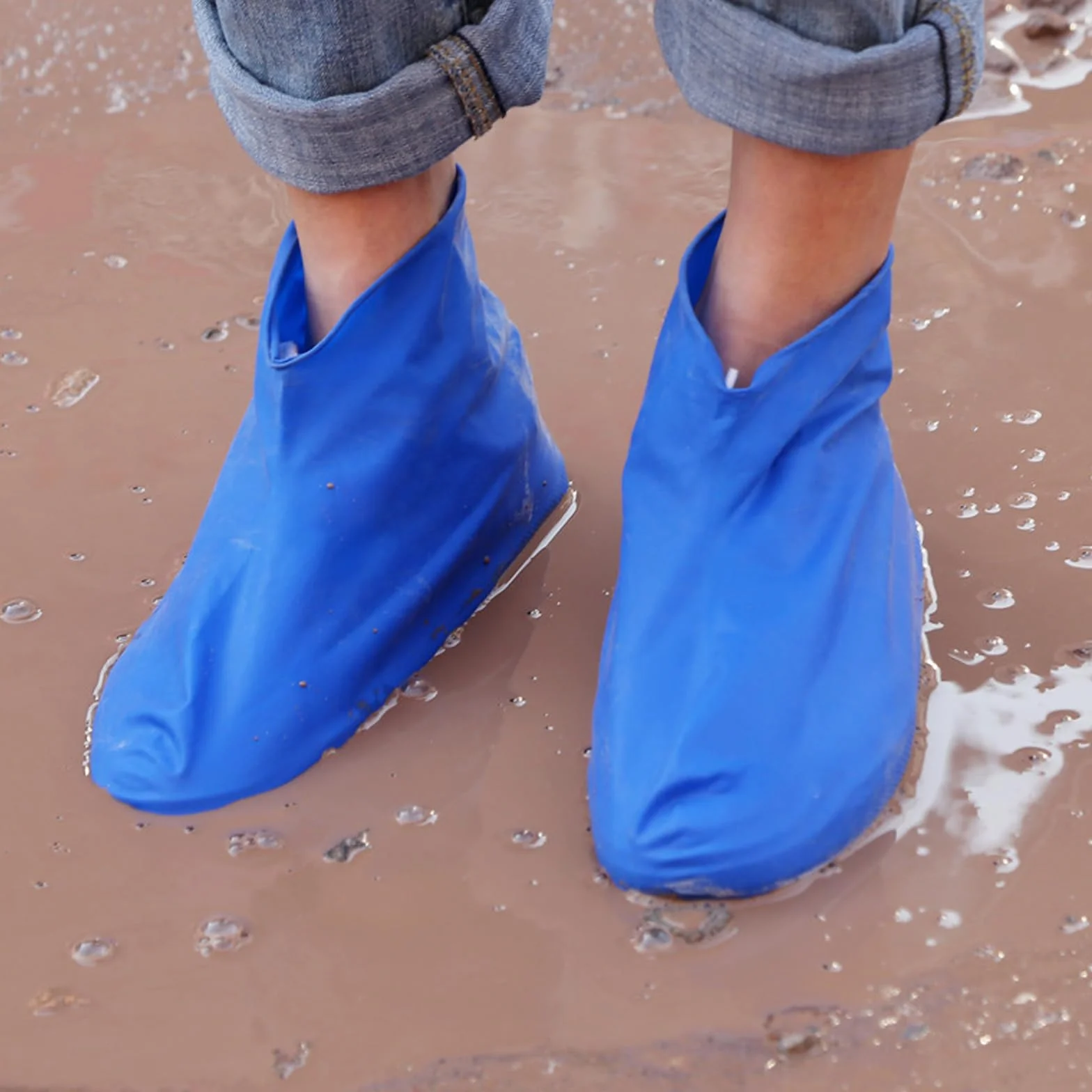 4 pary pokrowców na buty, wodoodporne, silikonowe ochraniacze przeciwdeszczowe, buty wielokrotnego użytku, antypoślizgowe, deszczowe, na deszcz, śnieg, plażę, błotniste ulice, wielokolorowa, m