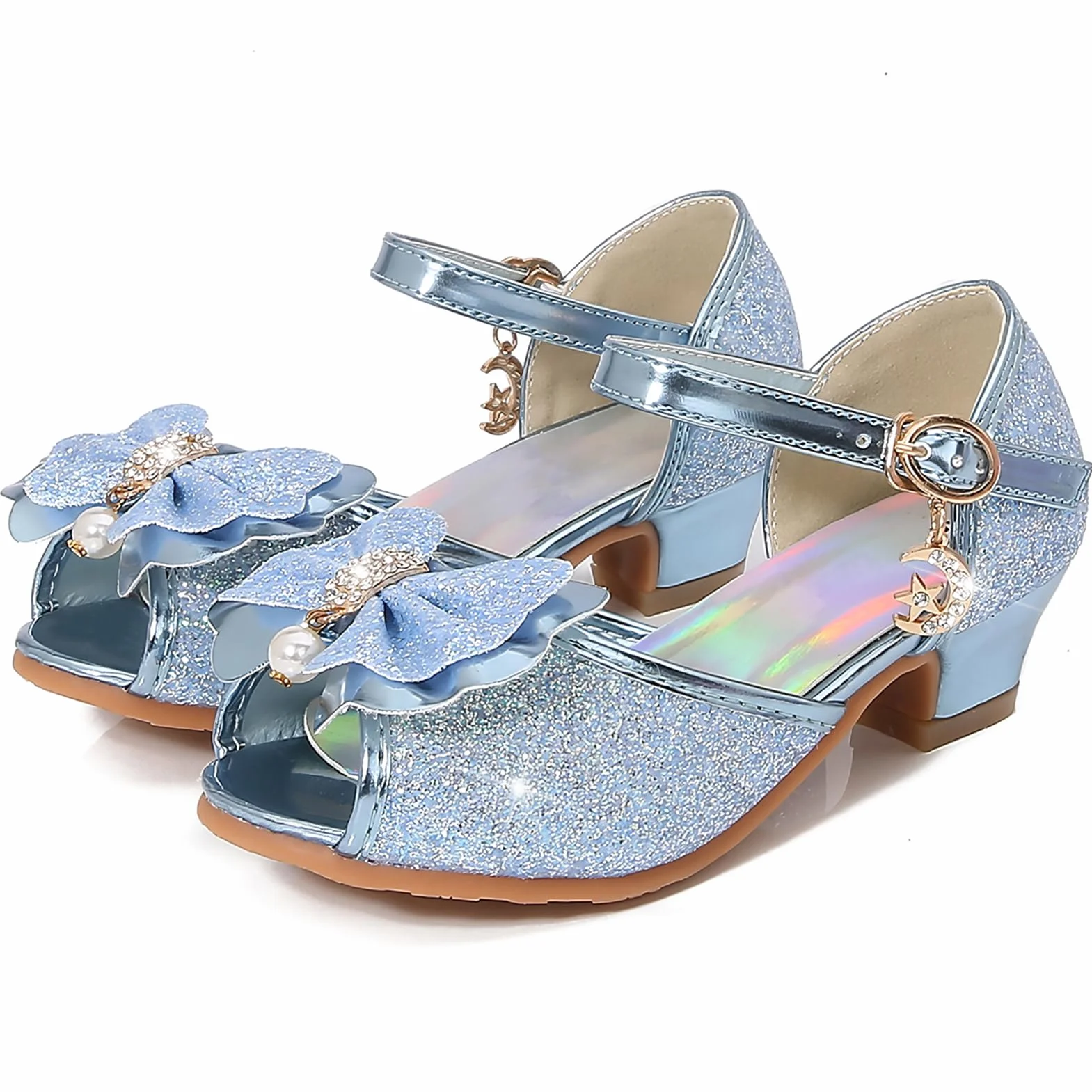 Dziewczęce buty księżniczki, eleganckie buty do tańca, antypoślizgowe, buty na obcasie, wygodne i oddychające sandały letnie