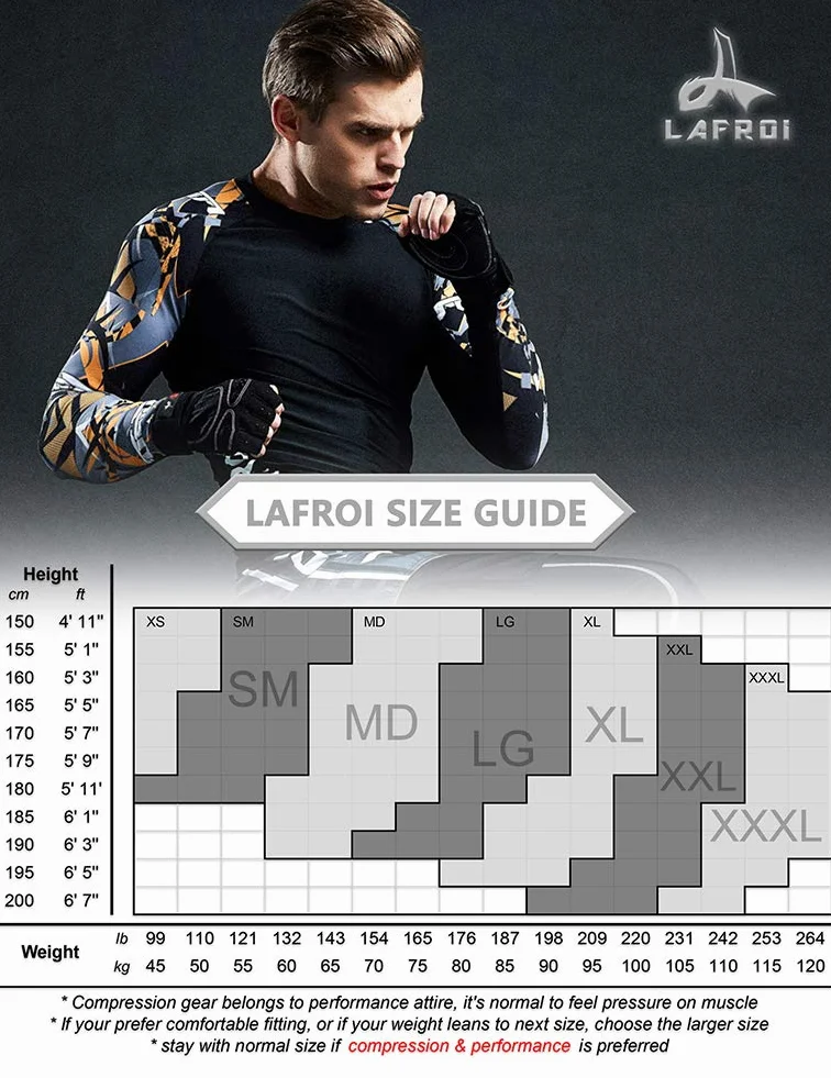 LAFROI Męska koszulka termoaktywna z długim rękawem, UPF 50+ Performance Fit, Kompresja, Rash Guard - CLYYB