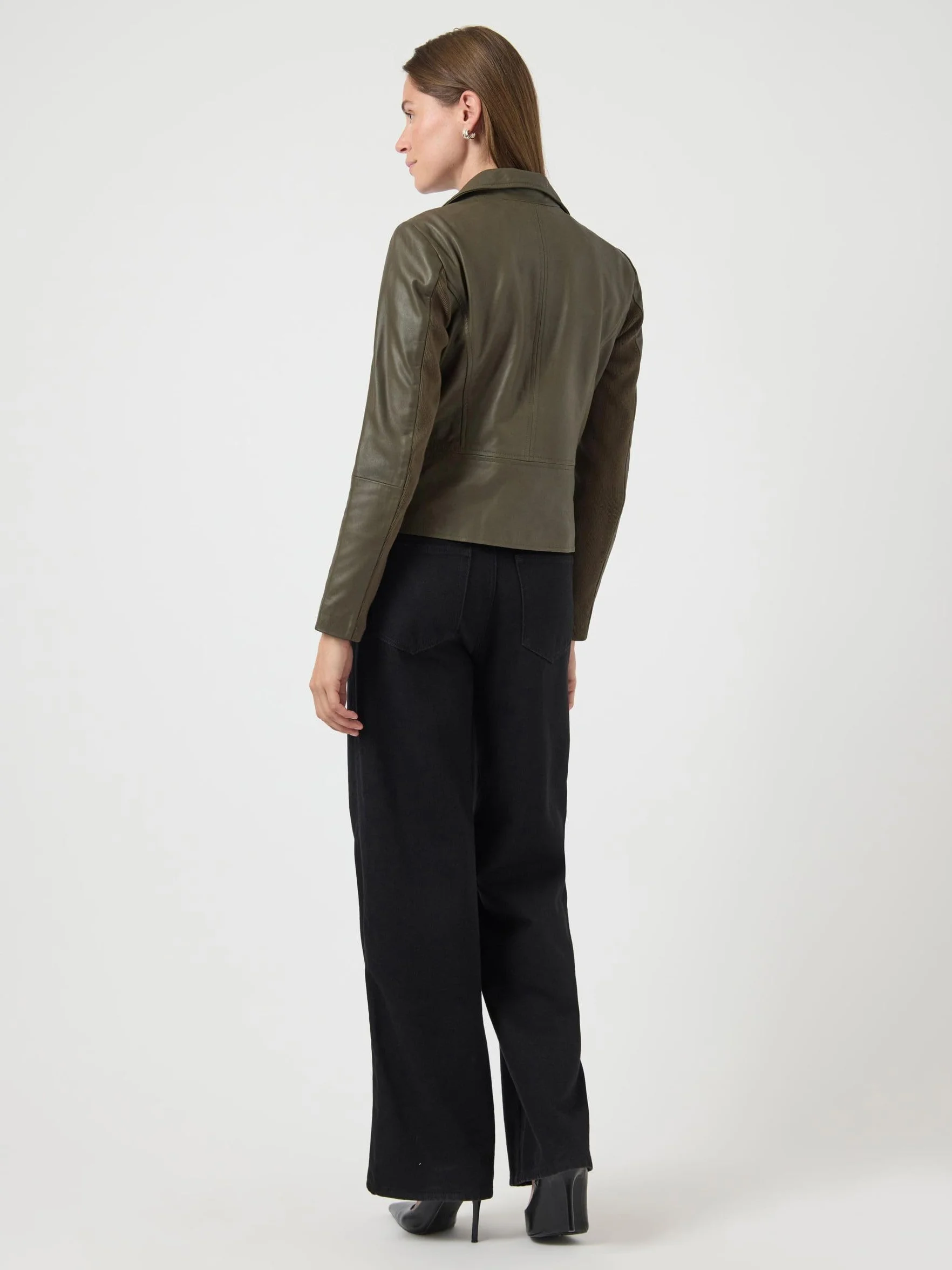 Y.A.S Damska kurtka Yassophie Leather Jacket Noos, Dark Olive, x_s, ciemnooliwkowy, S