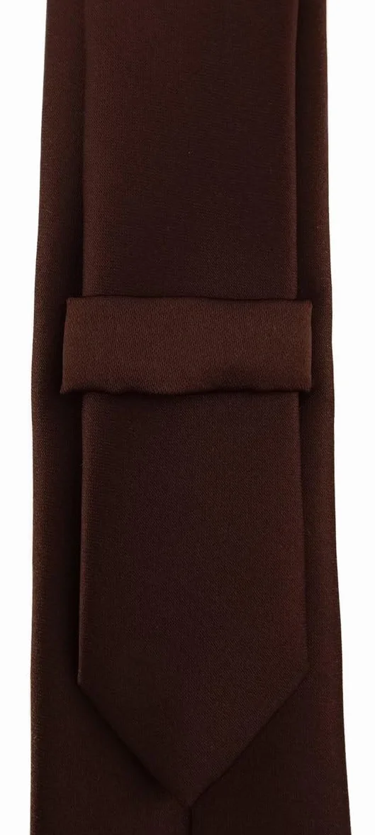 TigerTie Wąski designerski krawat jednokolorowy uniwersalny - krawaty krawatowe - szerokość krawata 5,5 cm, ciemnobrązowy, Krawattengröße: ca. Länge 150 cm, Breite 5,5 cm