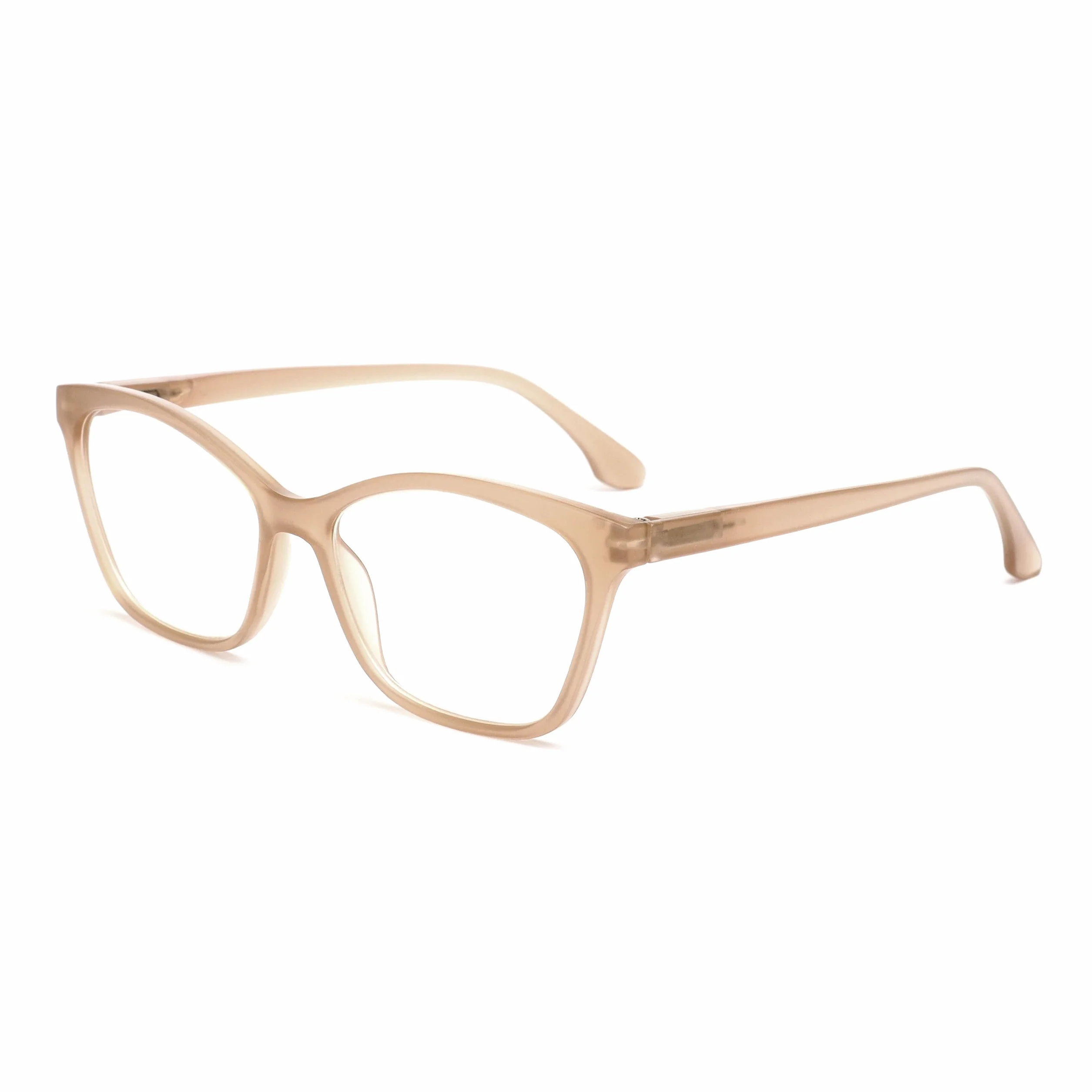 OPULIZE KAT Okulary do czytania - Eleganckie kocie oko - Matowe Szarobrązowe - Mieszany model dla mężczyzn i kobiet - Zawiasy sprężynowe - R59-U - +2.00