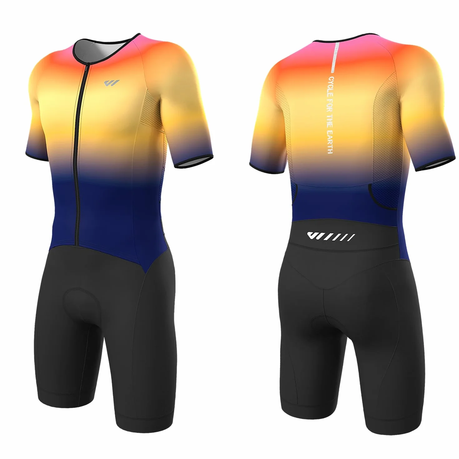 Lo.gas Męski strój triatlonowy Pro Trisuit z krótkim rękawem na wyścigi Ironman i triathlon – wysokiej jakości strój triatlonowy dla mężczyzn, pomarańczowy 1, L