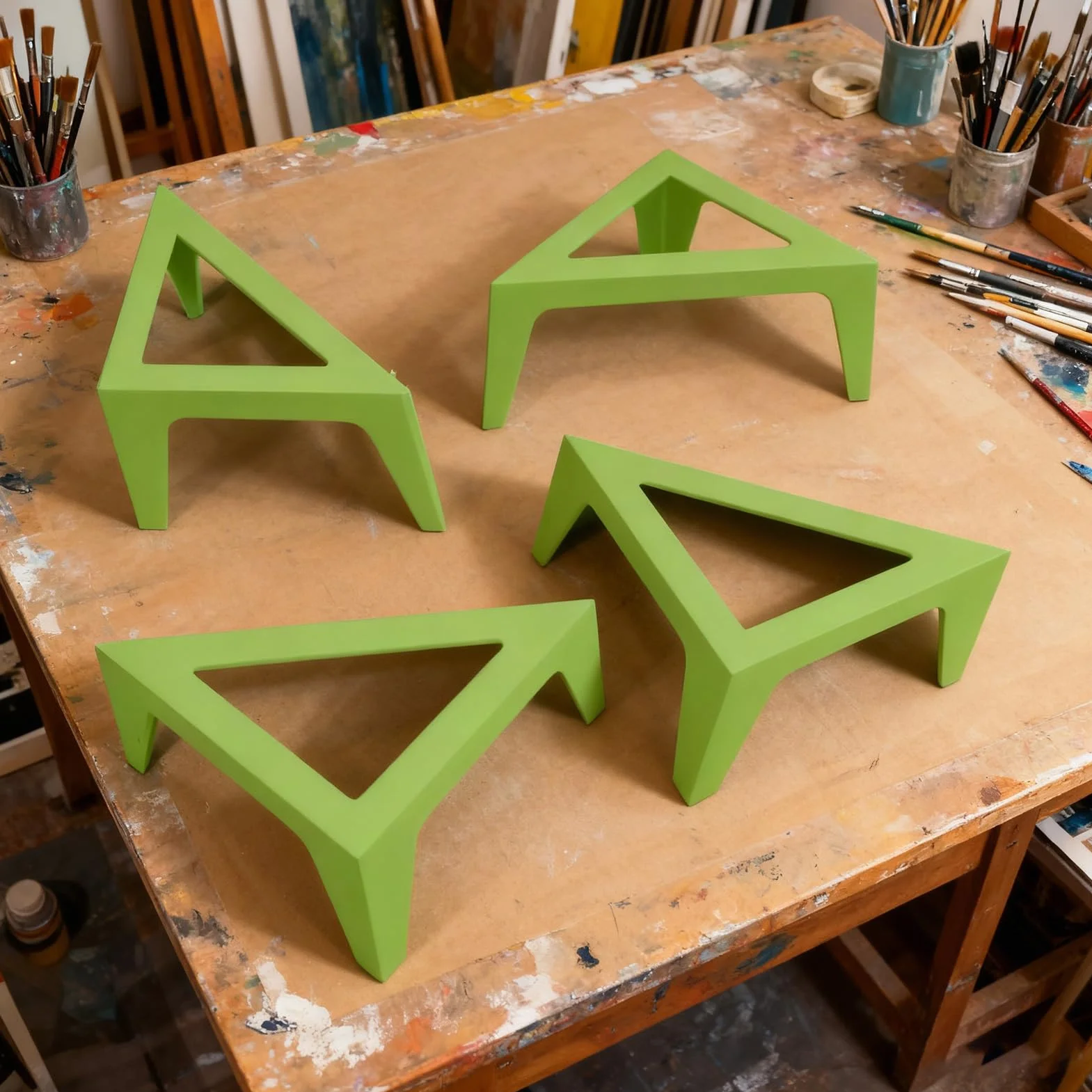 Art Easel Supports - Paint Canvas Holder Set, 4 Pieces Triangle Risers, Non Slip Design Function, Ideal for Home Studio Artwork Classroom Artist Projects Display