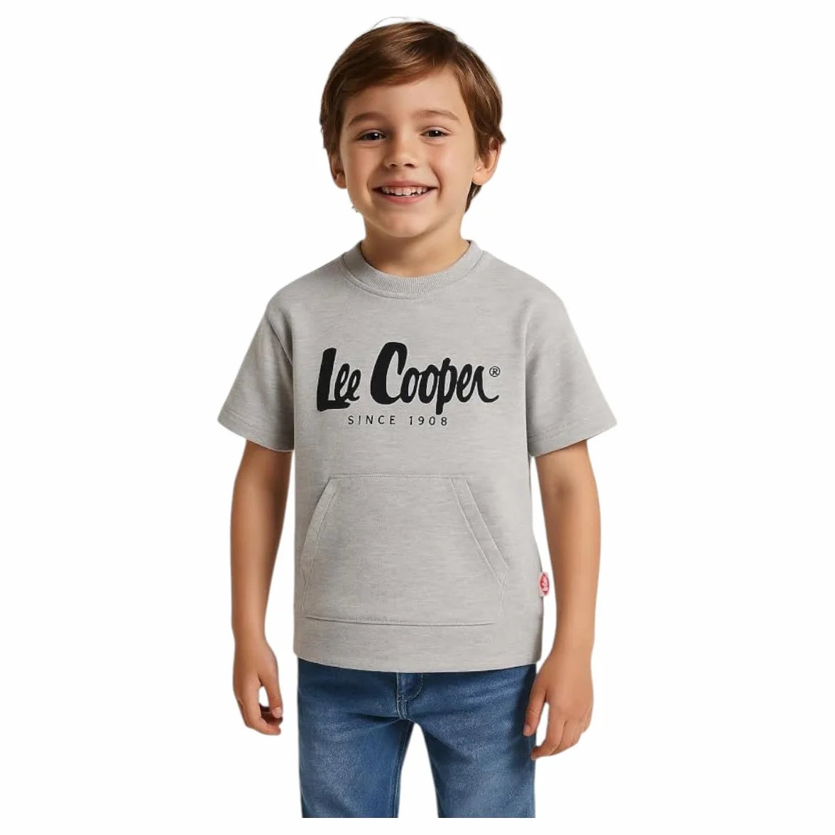 Lee Cooper, Koszulka, chłopiec, dziewczynka, (4-14 lat), polo, tank top, koszula, nadruk, odzież, unisex, dzieci, sport, oddychająca, model LCN61 TS B S1-12A, Szary, 12 lat