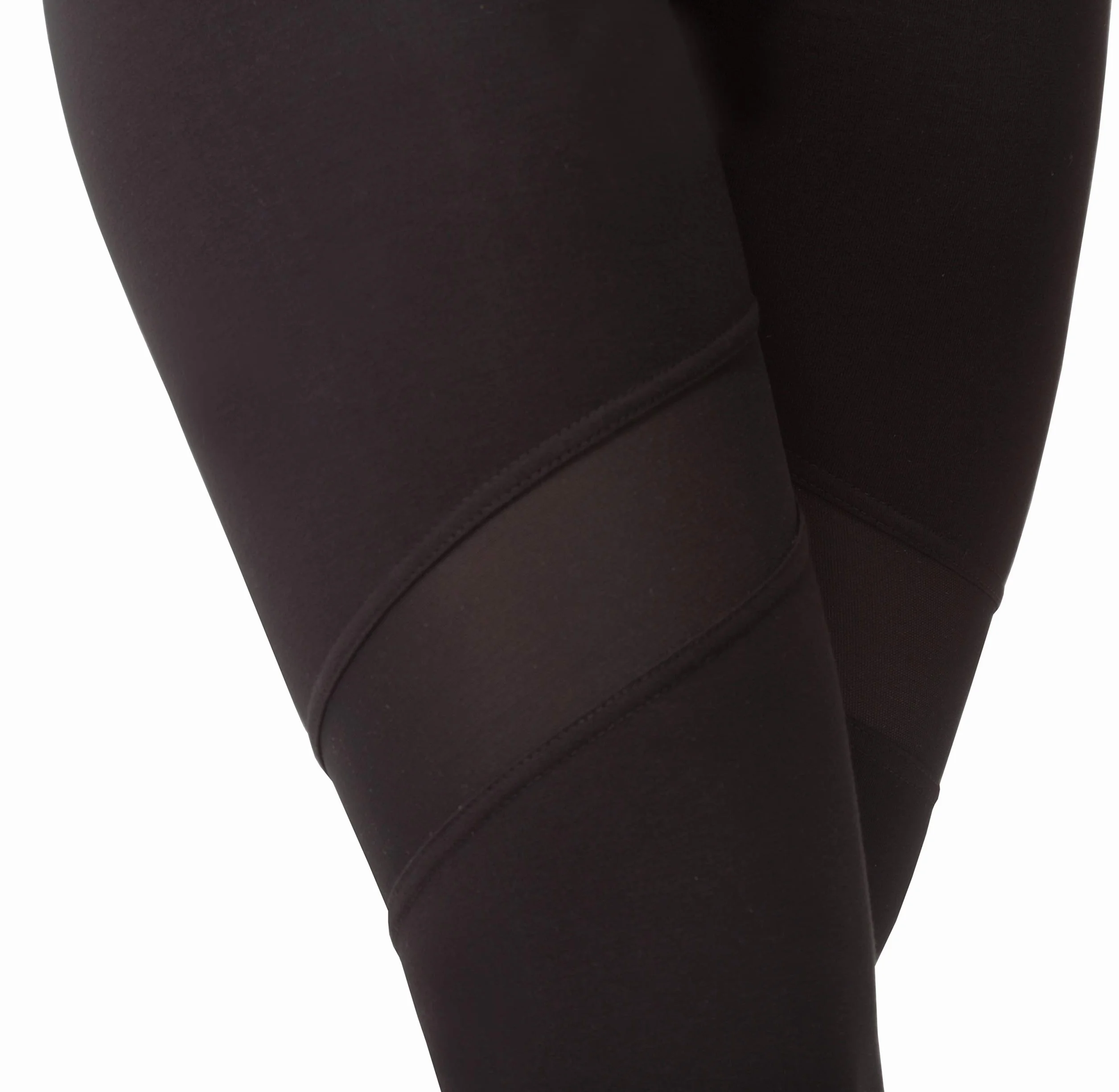 Legginsy damskie do kostek do jogi, fitnessu, długie spodnie streetwear i sportowe z wstawkami z siatki, wysoka elastyczność, odzież sportowa, Czarny - Tiny Net, L