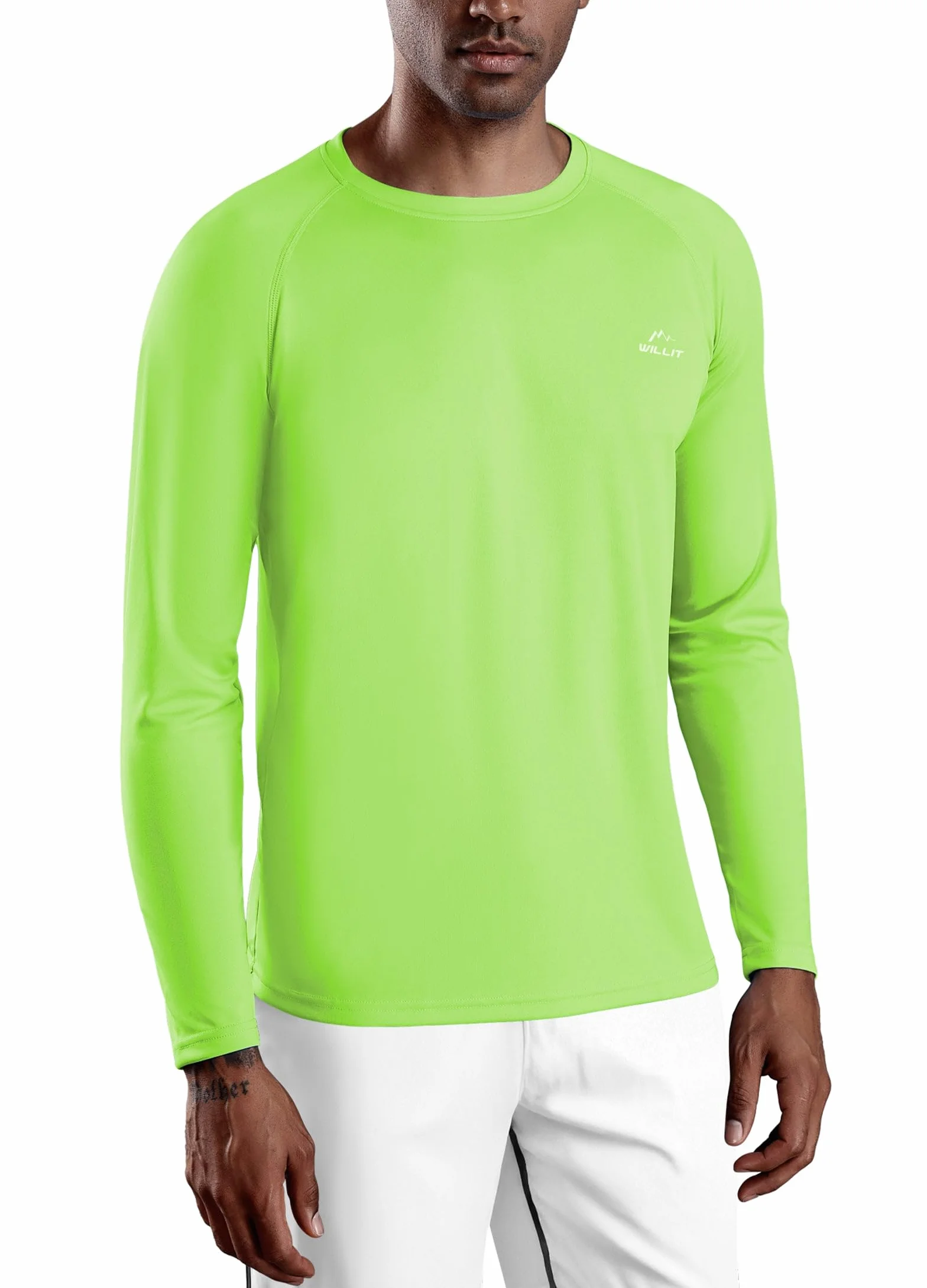 WILLIT Męska koszulka do pływania Rashguard, UPF 50+, z długim rękawem, ochrona przed słońcem, SPF, wędrówki, wędkowanie, oddychająca