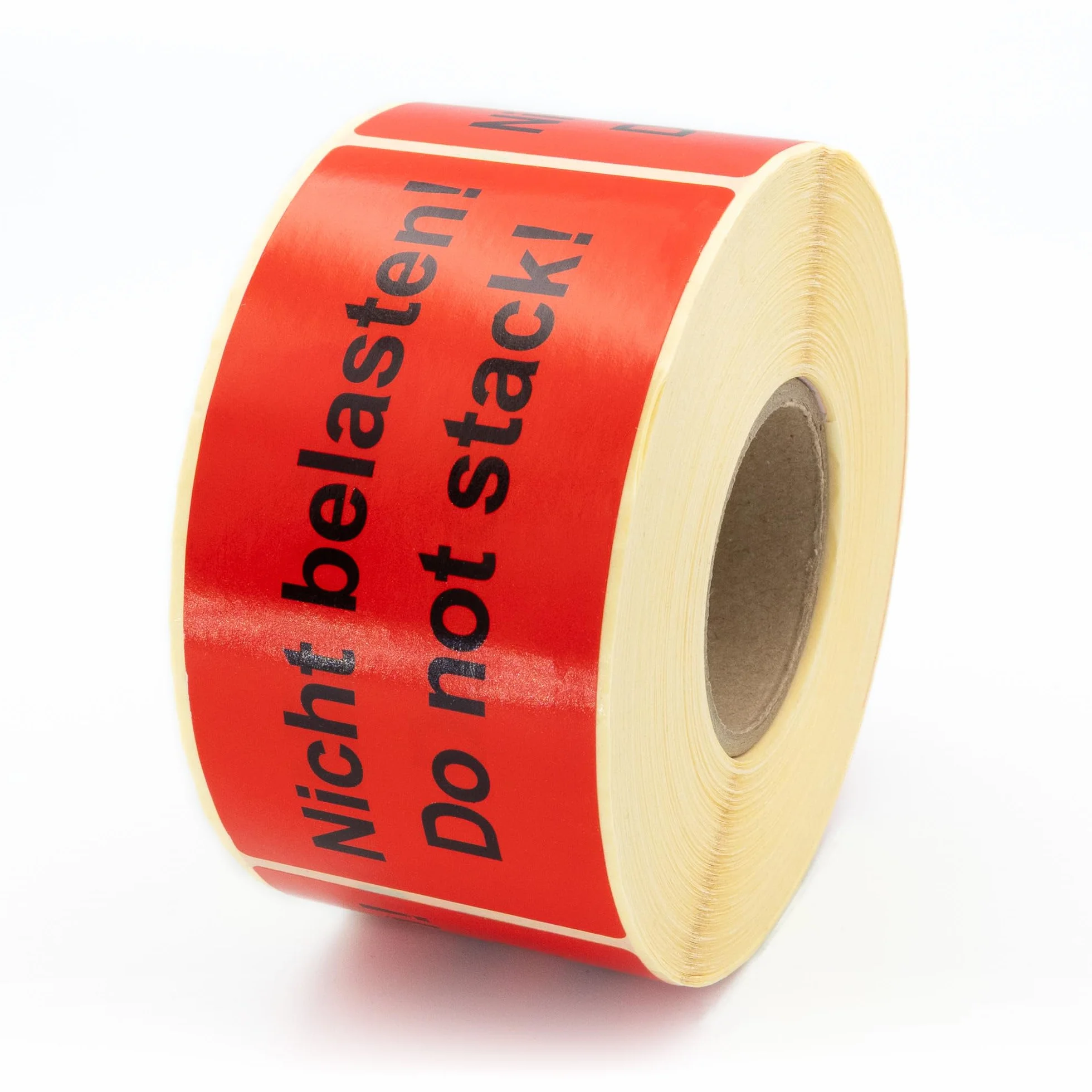 Etykiety ostrzegawcze na rolce 100 x 50 mm – 500 – nie obciążaj! Do not stack! – naklejki wysyłkowe – papier samoprzylepny – jaskrawoczerwony mocno przywierający – Wskazówka dotycząca wysyłki
