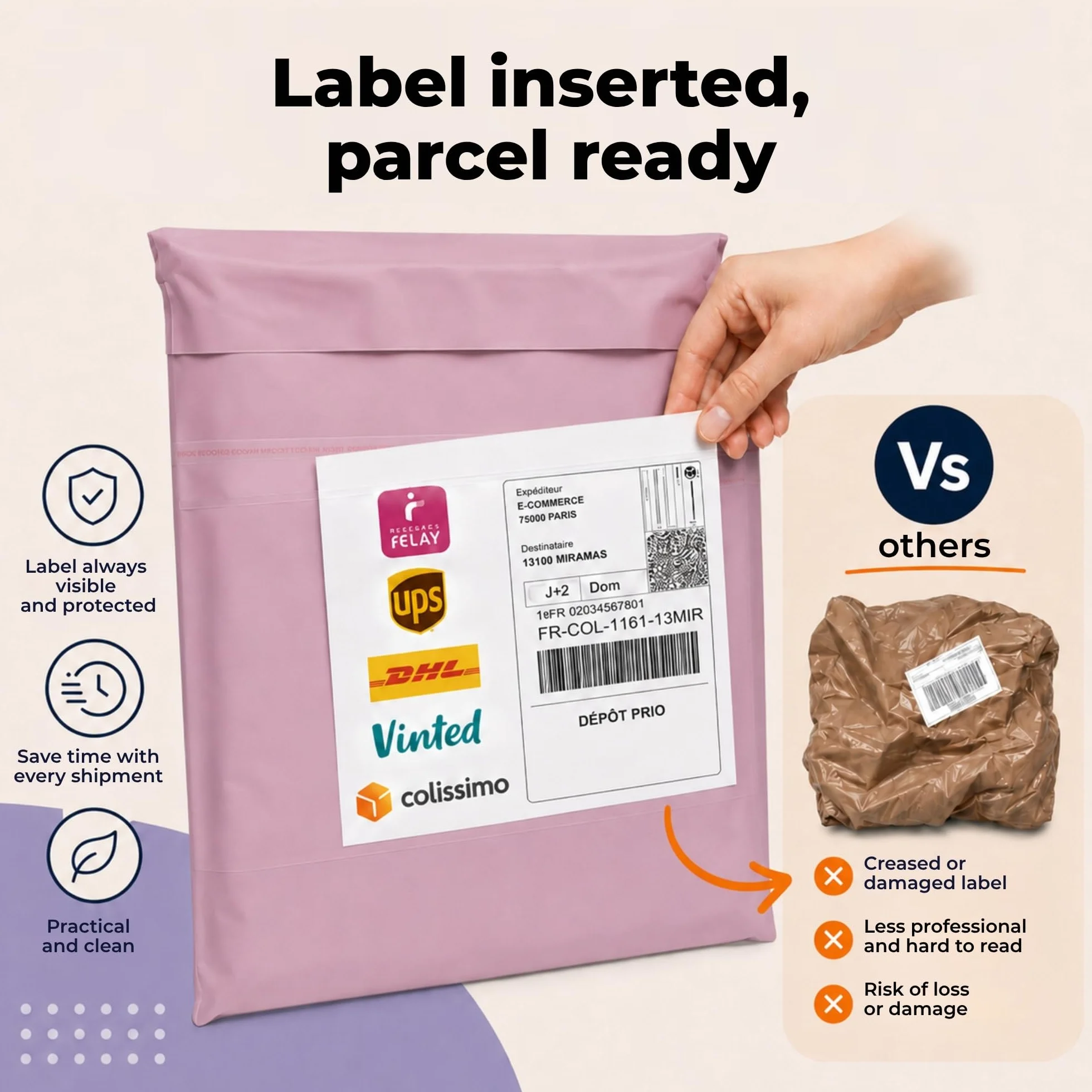 kopert wysyłkowych Vinted Parcel - Wytrzymałe, nieprzezroczyste i wodoodporne plastikowe koperty wysyłkowe