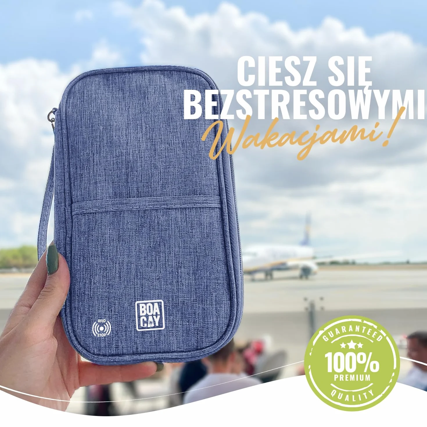BOACAY Etui na Paszport Rodzinny z RFID, Portfel Podróżny dla Kobiet i Mężczyzn, Organizer na Dokumenty, Wodoodporne Etui na Bilety, Pieniądze, Karty