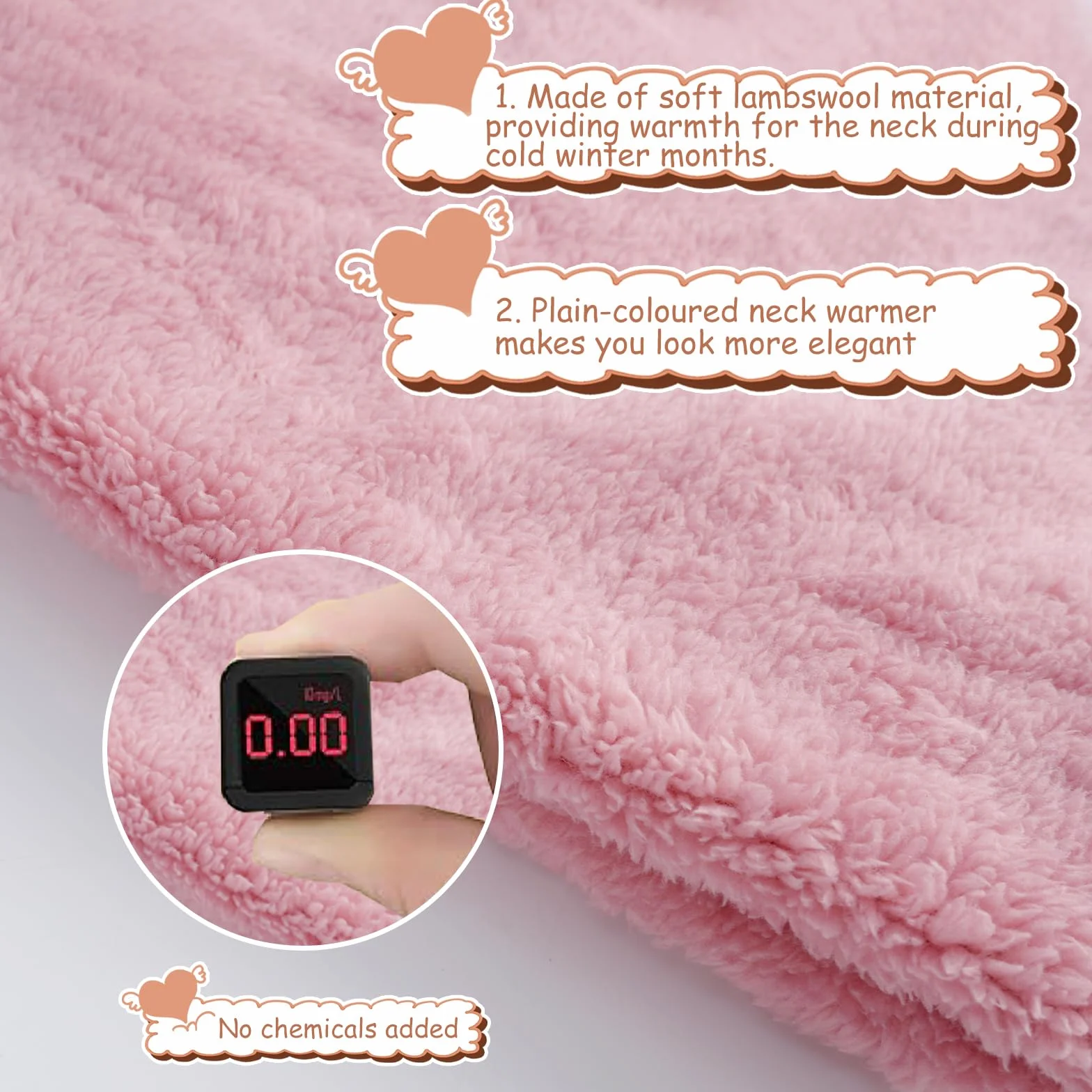 flintronic Zimowy szal dla dzieci, szal z polaru, szal kominowy, ocieplacz na szyję dziecka, termo-wiatroszczelny, na zimę, wiosnę, jesień, Rosa, 27*24 cm