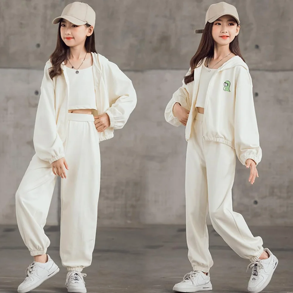 Dziecięca Dziewczyna Zestaw 3-częściowy Odzież do joggingu Bluza i spodnie sportowe Kostium Joggers Jesień Sportwear