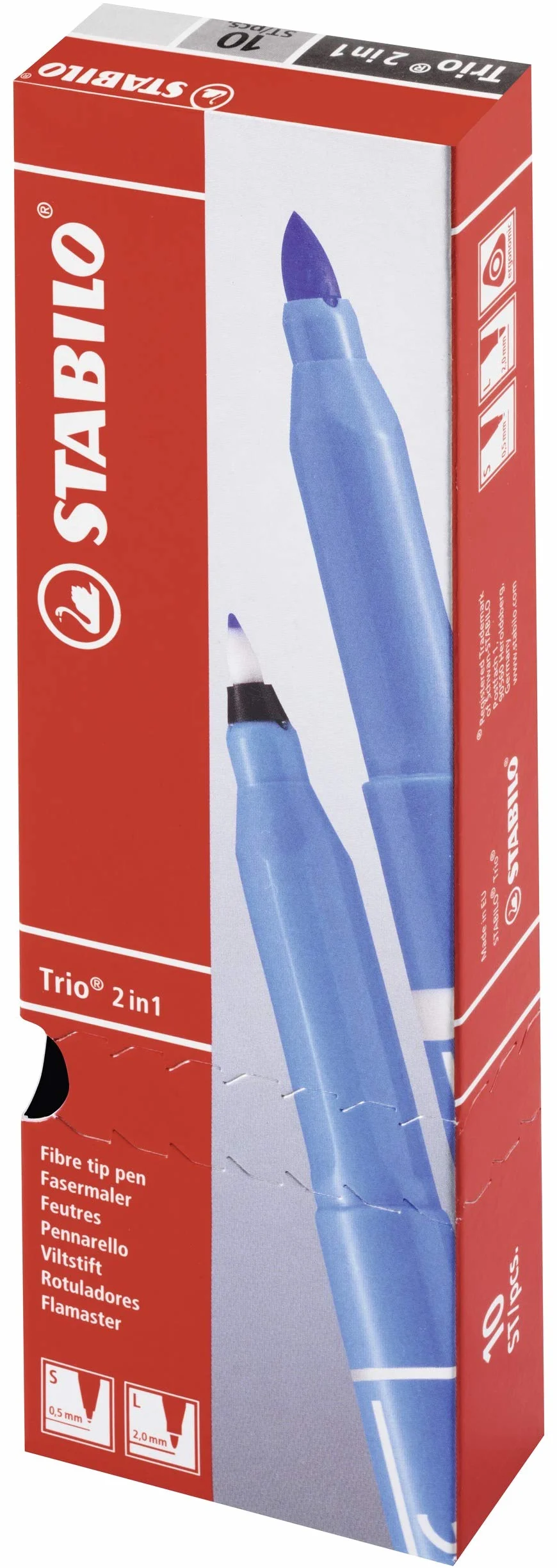 Cienkopis i flamaster w jednym - STABILO Trio 2 in 1 pudełko 10 szt. kolor czarny