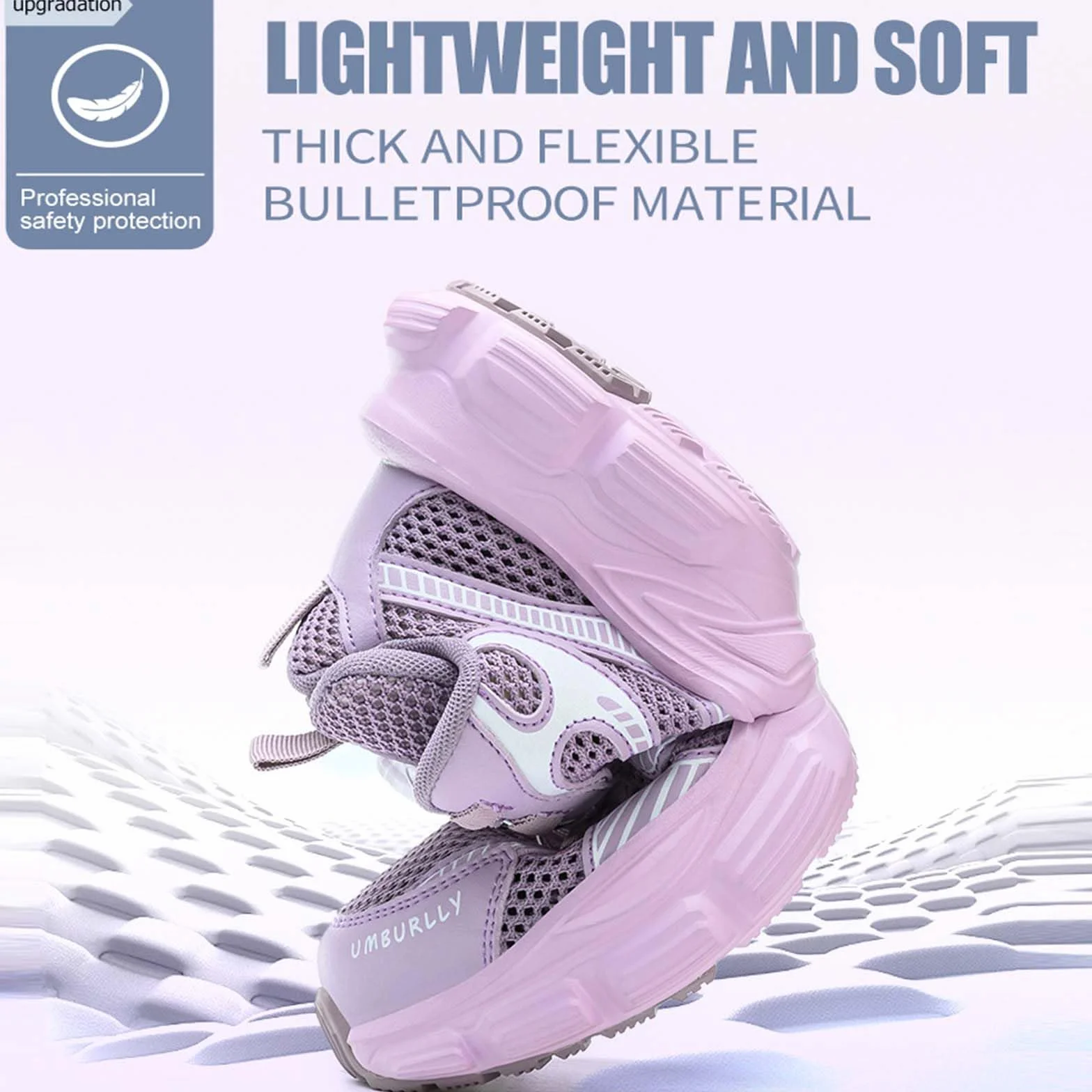 SDEQA Buty robocze Safety Trainers damskie z stalowym noskiem i obrotowym przyciskiem, antypoślizgowe, oddychające, buty robocze Air Cushion Construction Industrial Sneakers,Purple,37 EU