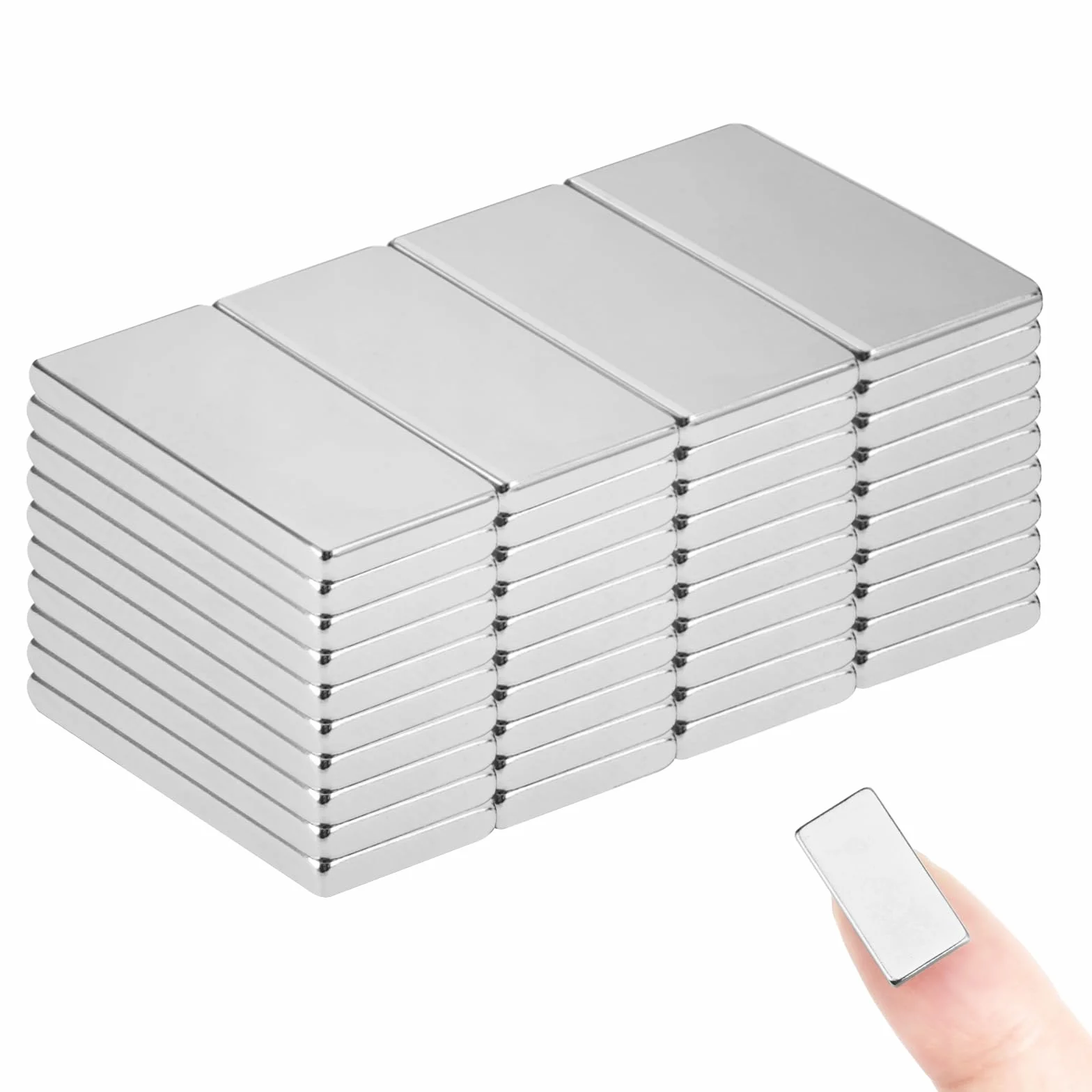 40 sztuk magnesów neodymowych, prostokątne 20 x 10 x 2 mm, mocne płaskie, mini kwadratowe, tablica, korkowa tablica