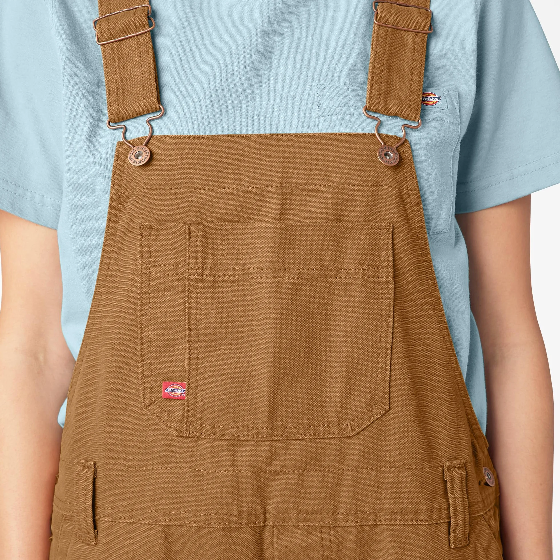 Dickies, Damskie ogrodniczki w swobodnym stylu z prostymi nogawkami, Rinsed Brown Duck, S