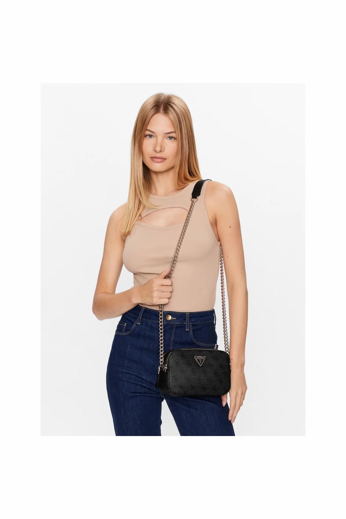 GUESS Noelle Crossbody CAM, damska torebka, beżowa, jeden rozmiar