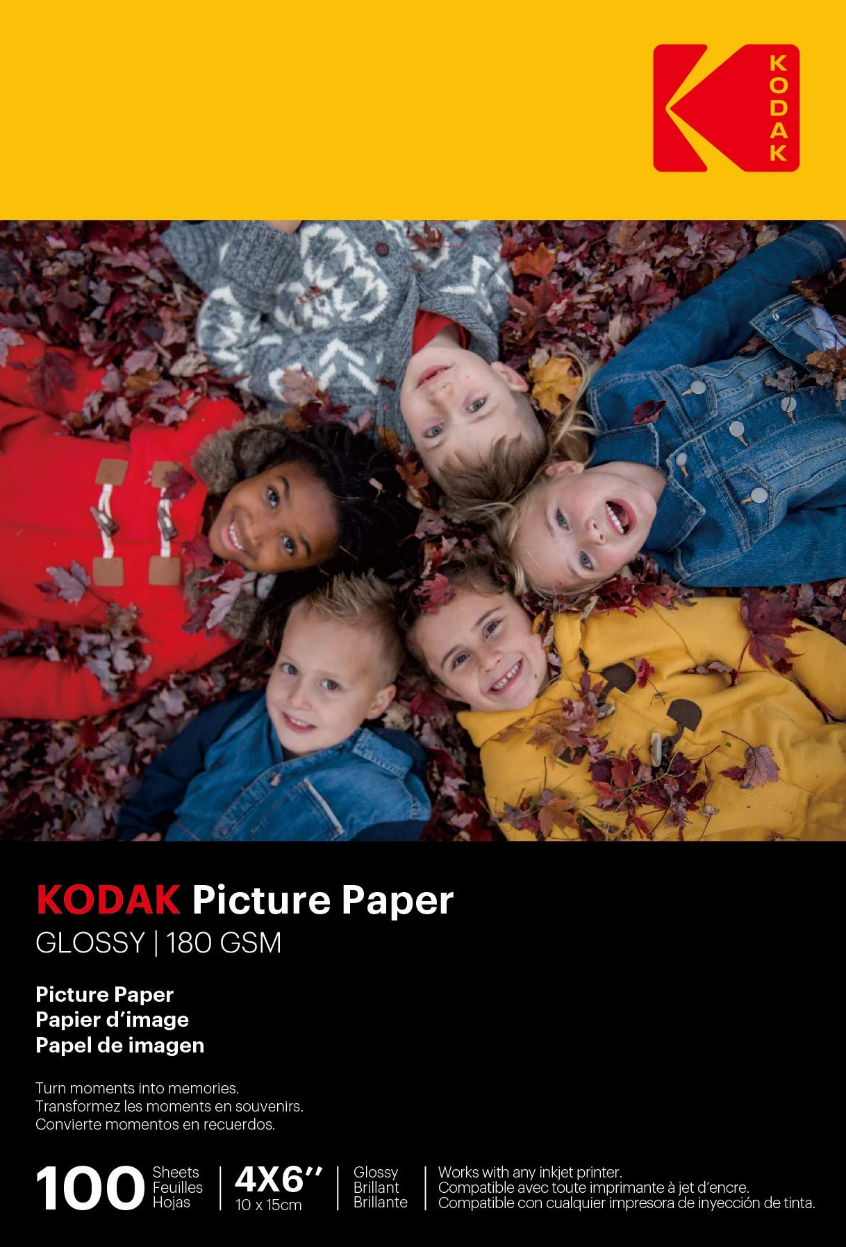 Kodak 9891161 Arkusz Fotograficzny, Biały, 100 Sztuk