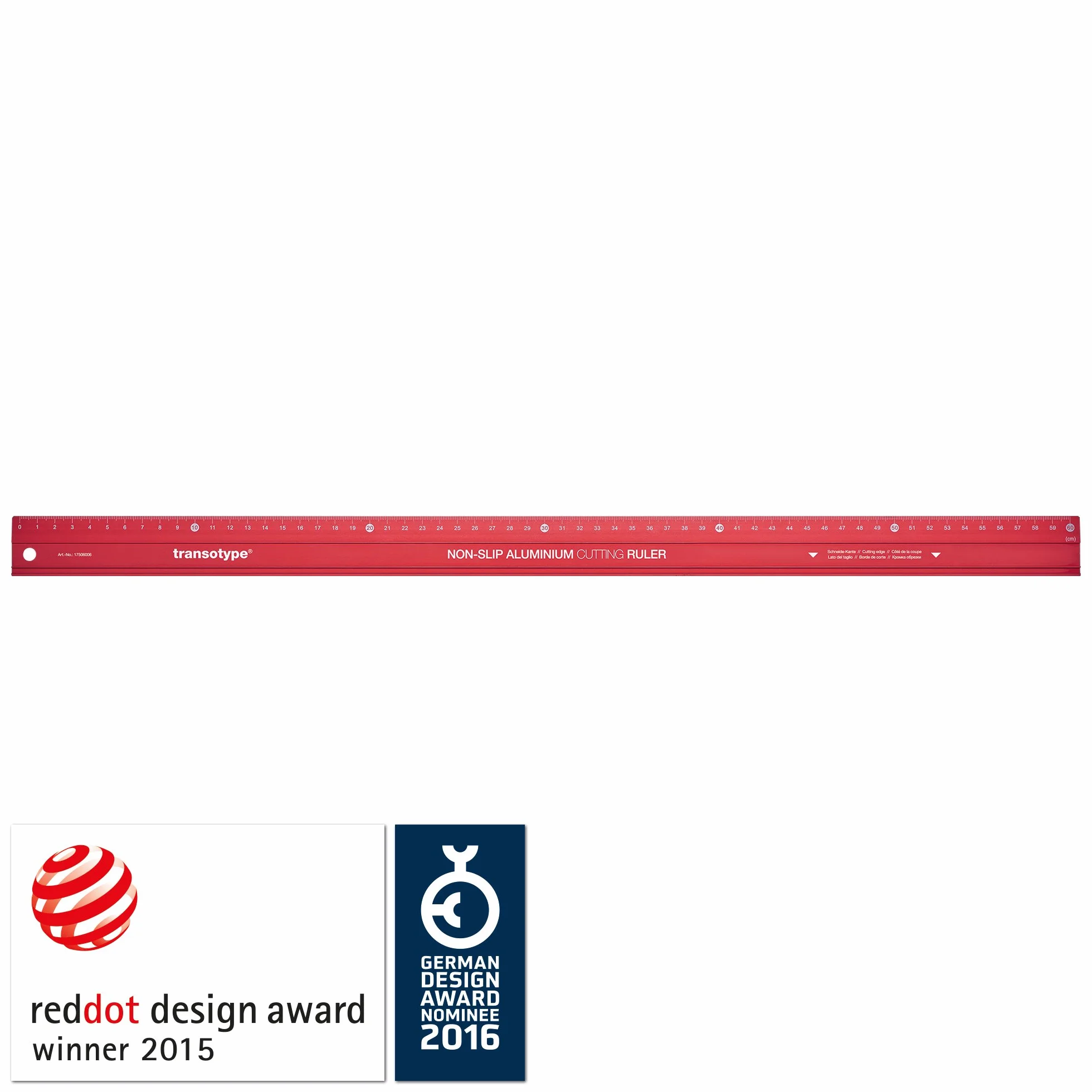 Linijka do cięcia o długości 30 cm, wykonana z aluminium w kolorze jaskrawoczerwonym, antypoślizgowa, wytrzymała, z wyjątkowo prostym ostrzem