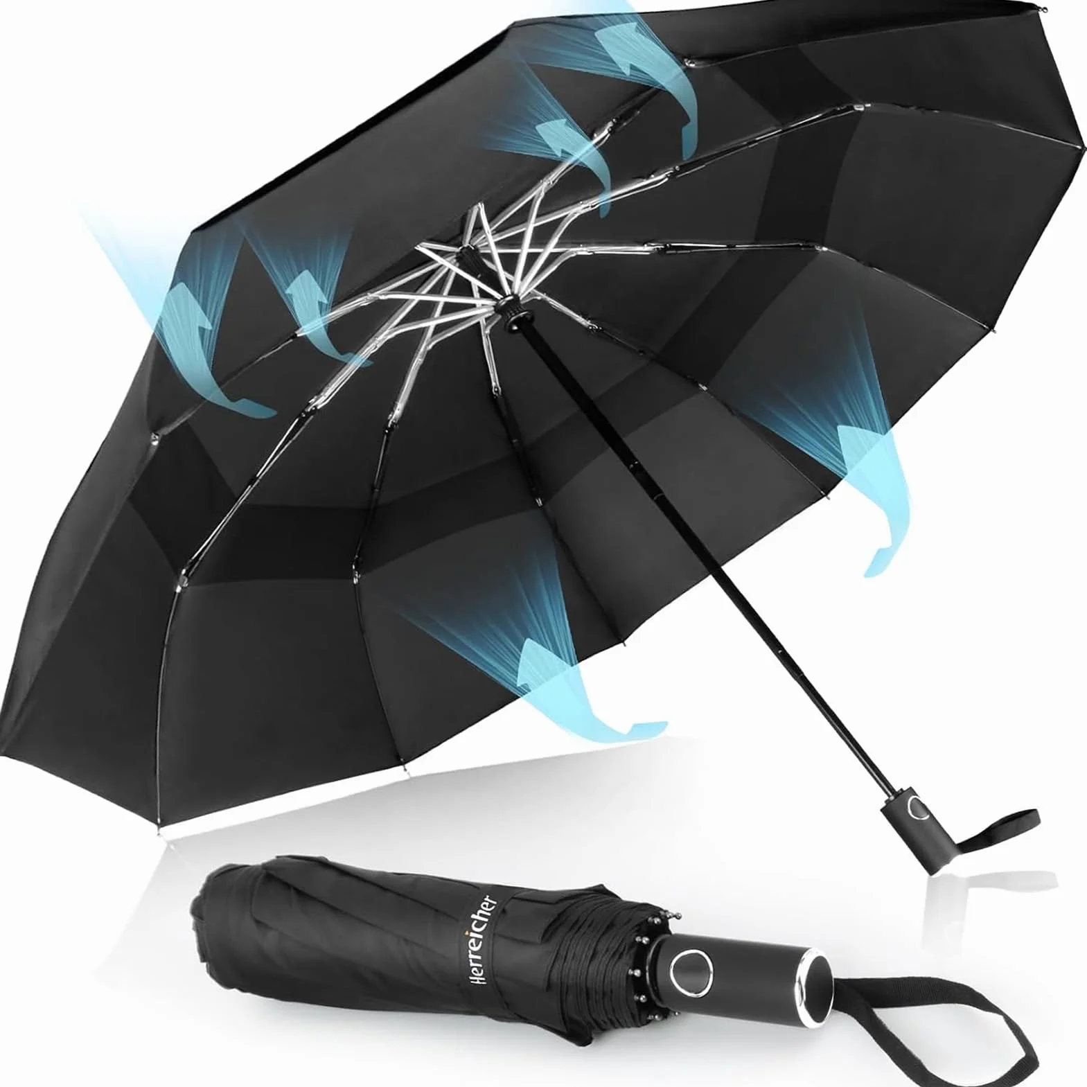 Parasol przeciwdeszczowy, odporny na burzę, duży – wiatroszczelny stojak, lekki parasol podróżny, składany, kompaktowy parasol golfowy dla mężczyzn/kobiet/dzieci/osób starszych