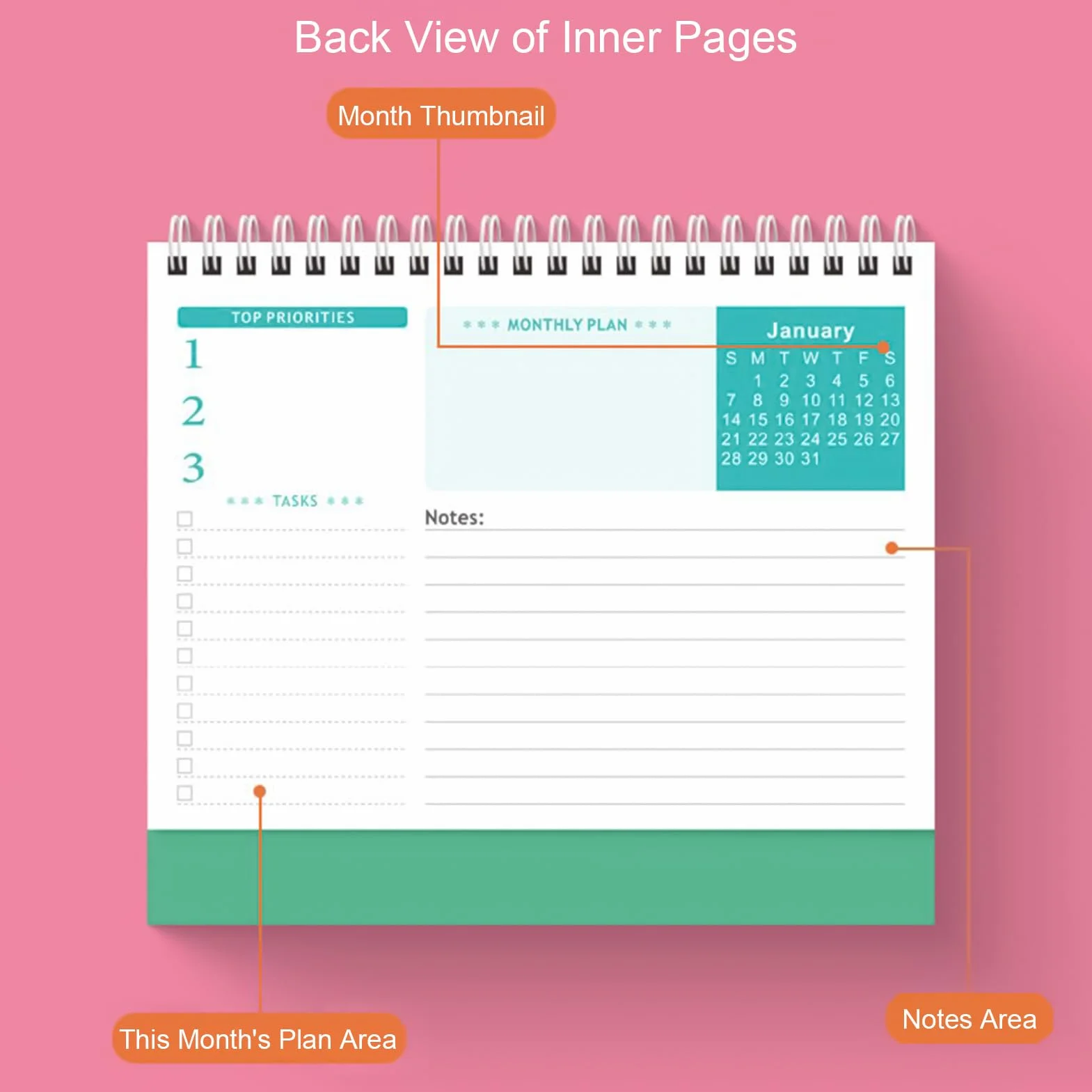 Monthly Planner -2026 Desk Calendar | Paper, Metal Construction With Weekly Daily Notes, Compact Size Feature, Appointment Planning Organizer, Home, Office, Classroom, Teacher Display