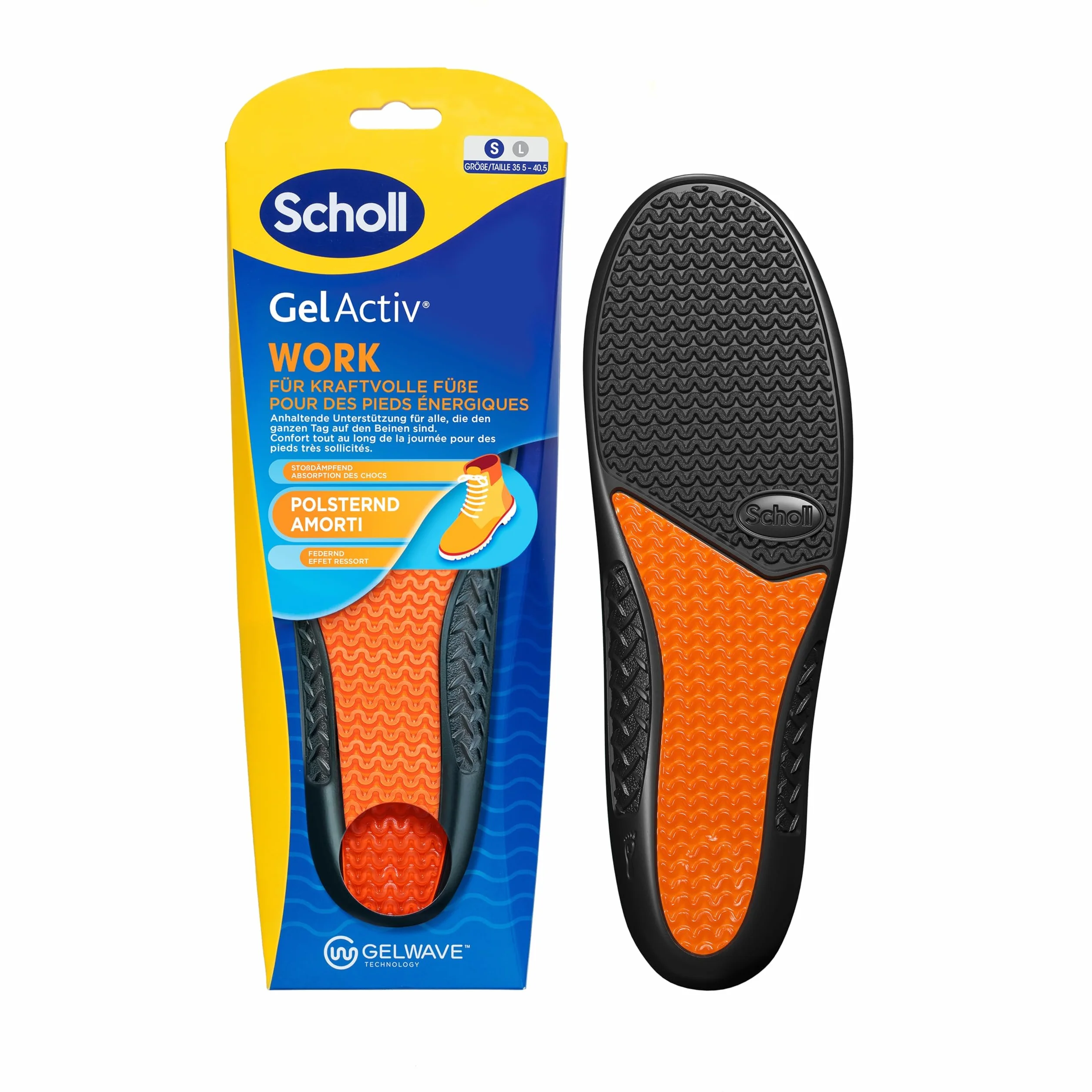 Scholl Gel Activ Work Wkładki do Butów, Pomarańczowy, 35.5-40.5 EU