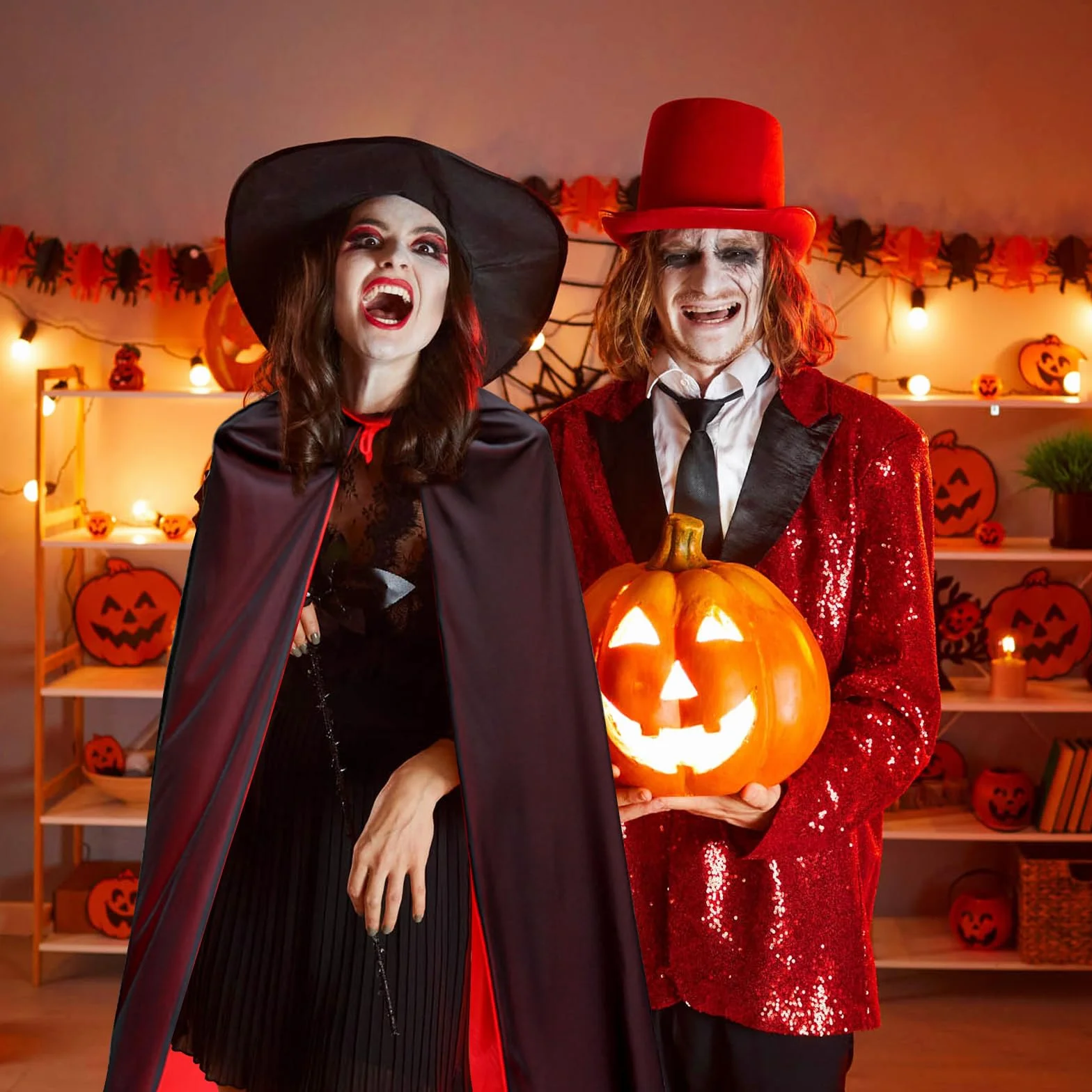 Halloween peleryna z kapturem wampira, peleryna z kapturem, czarno-czerwona, dwustronna, Halloween, chudy mężczyzna, kostium na Halloween dla dorosłych