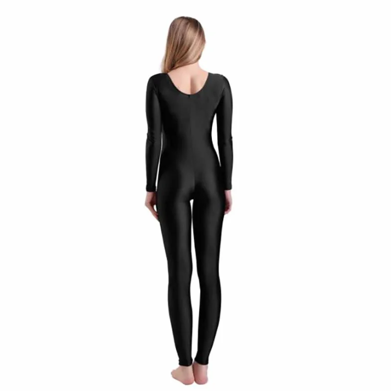 Damskie body z długim rękawem z wycięciem pod szyją Unitard damskie spandex całe ciało do tańca kostiumy gimnastyczne kombinezon dla dziewcząt
