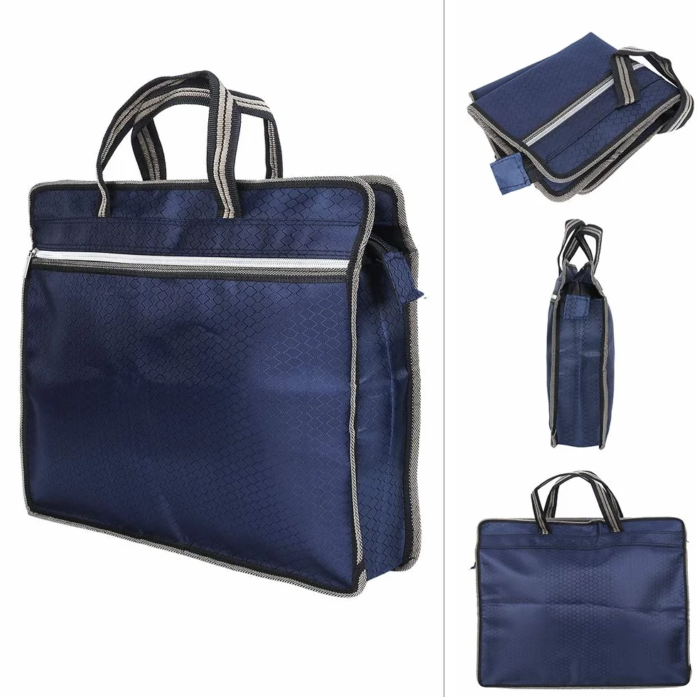 Zapinana na Zamek Torba na Dokumenty Biznesowa Portable Water Oxford Cloth Teczka Torebka Niebieski
