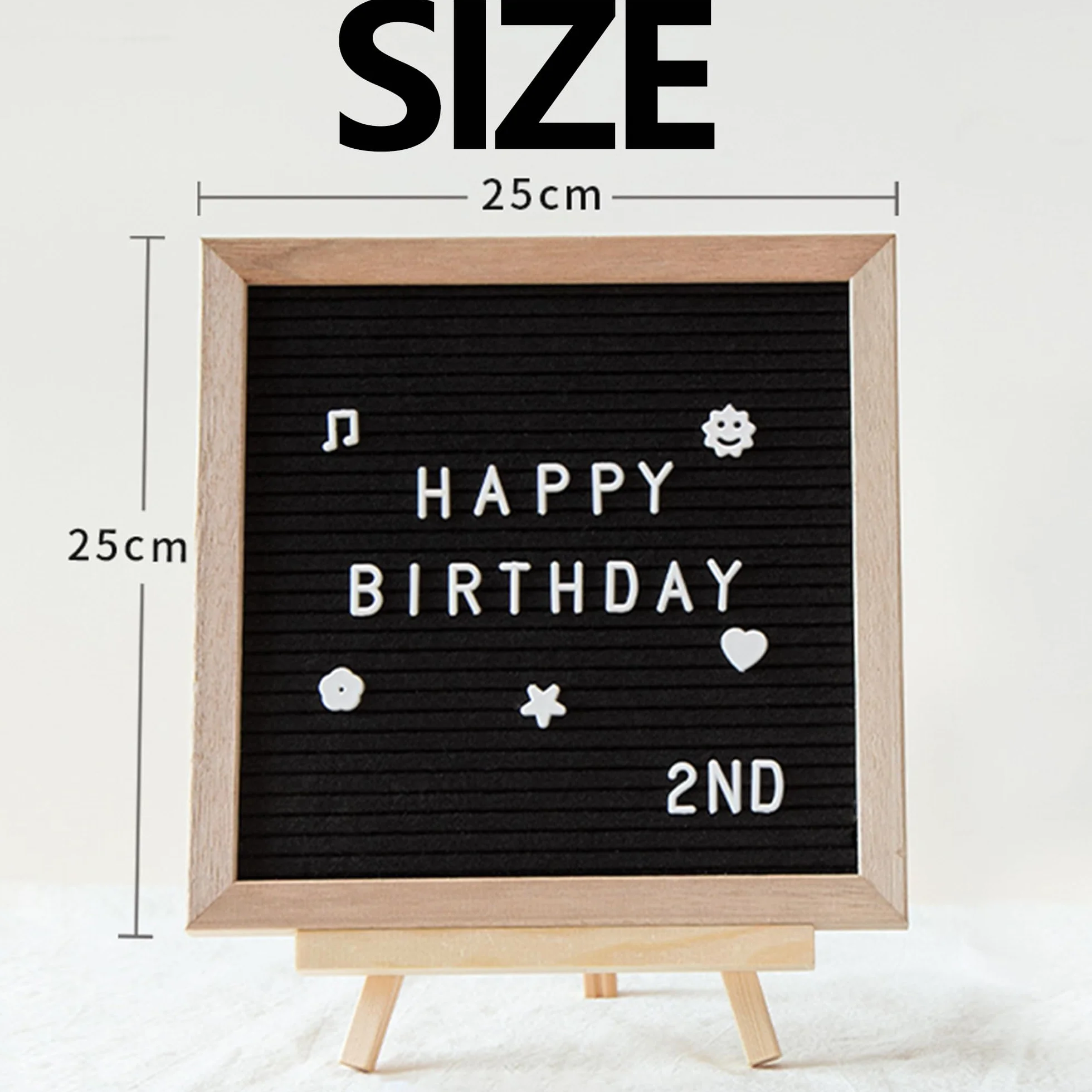 Filcowa tablica na listy, 25 x 25 cm, wymienna tablica z listami, 510 liter i cyfr, stojak i torba, tablice z literami, ręcznie robiona, dębowa tablica ogłoszeń do dekoracji wnętrz