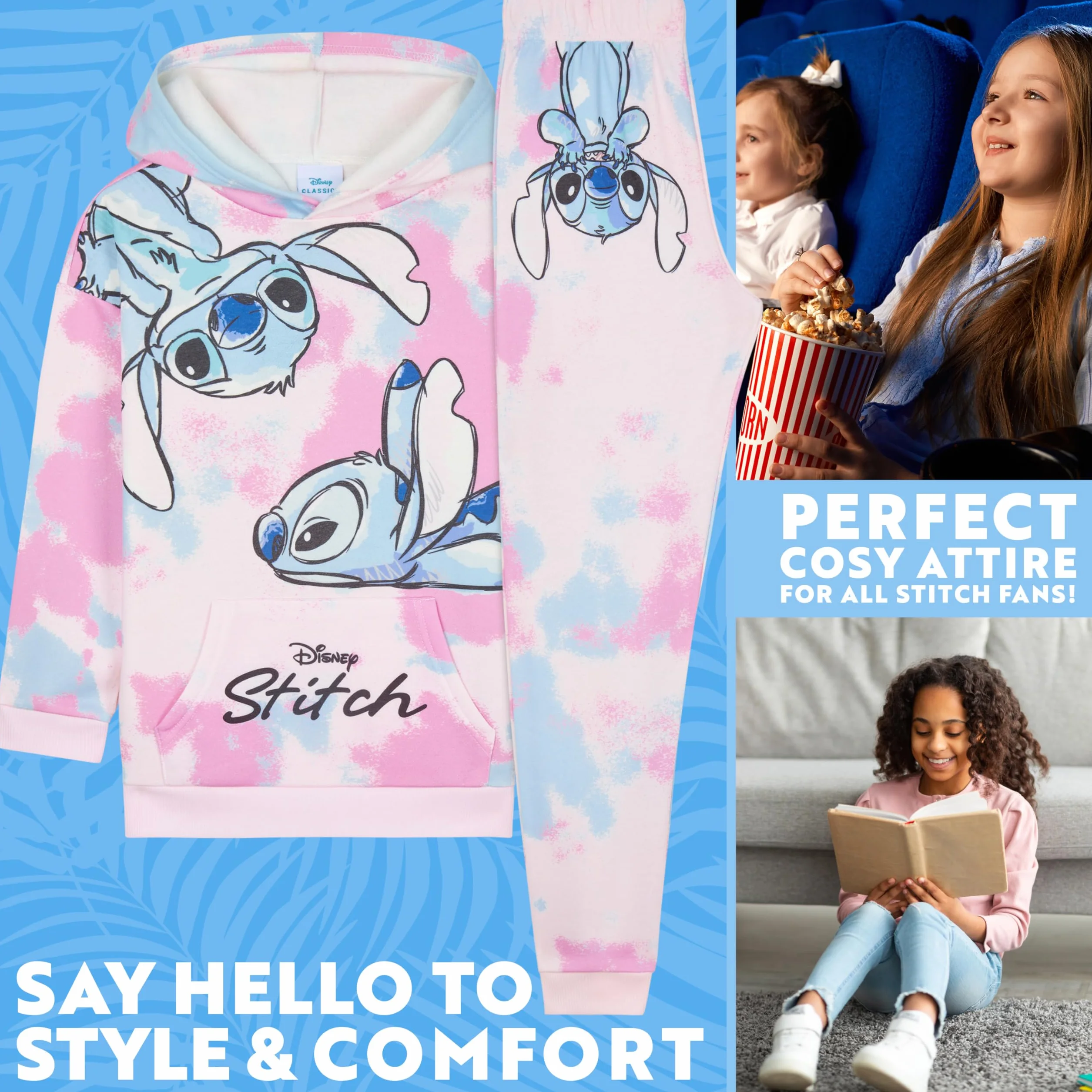 Disney Stitch dres dziewczęcy bluza z kapturem joggery 2 szt