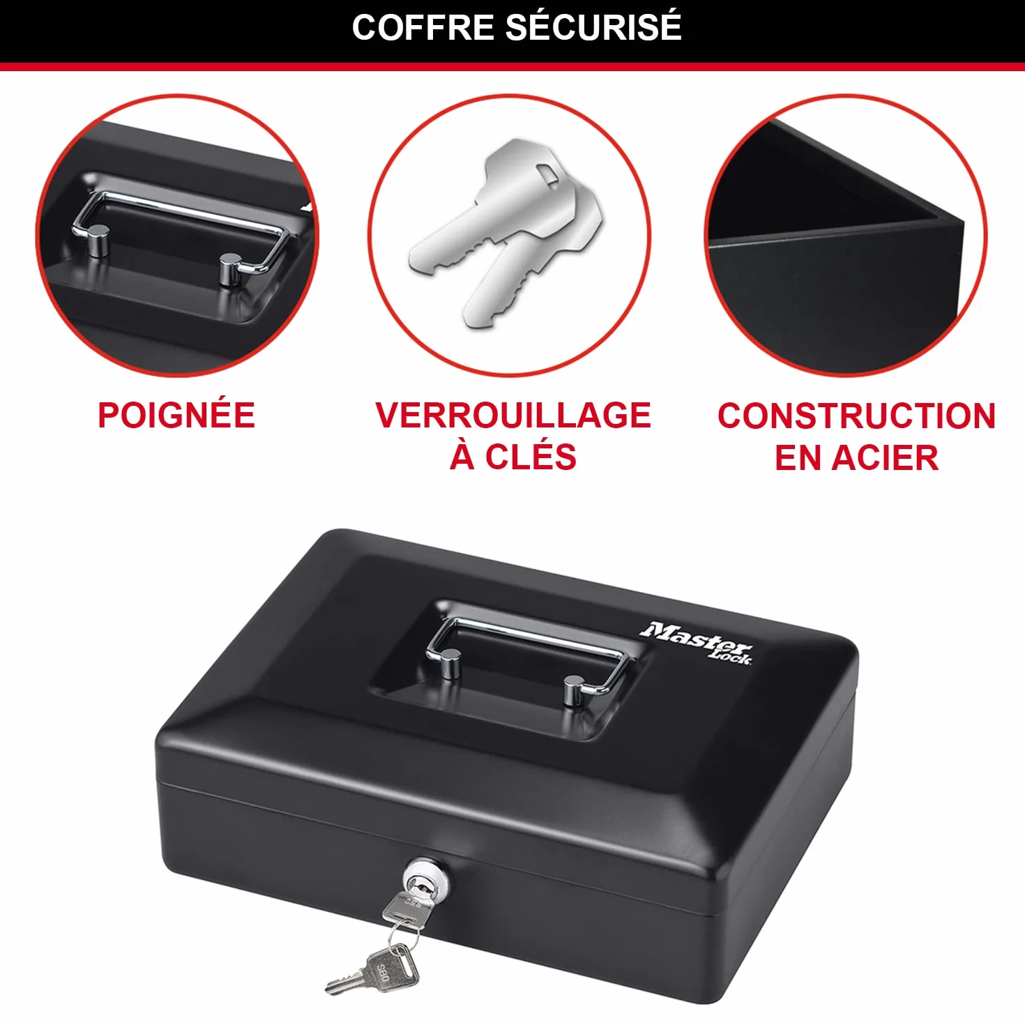 Master Lock CB-10ML skarbonka (klucz, taca na pieniądze, uchwyt)
