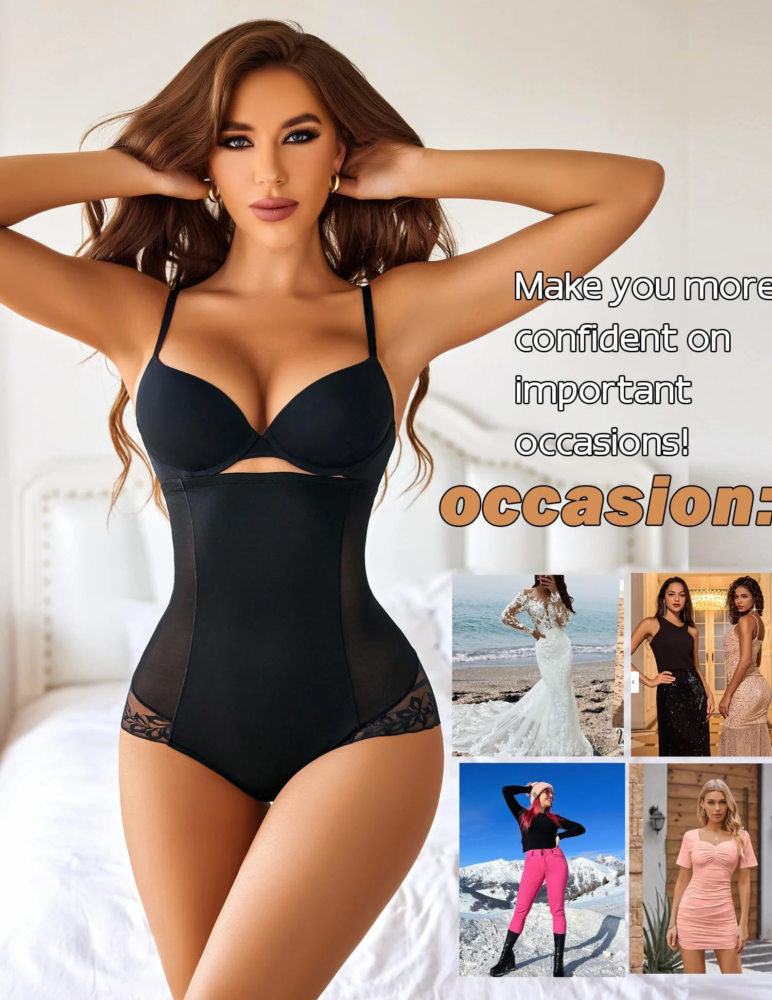 Avidlove Damskie majtki wyszczuplające brzuch bielizna modelująca bielizna wyszczuplająca komfort modelująca sylwetkę wysoki stan