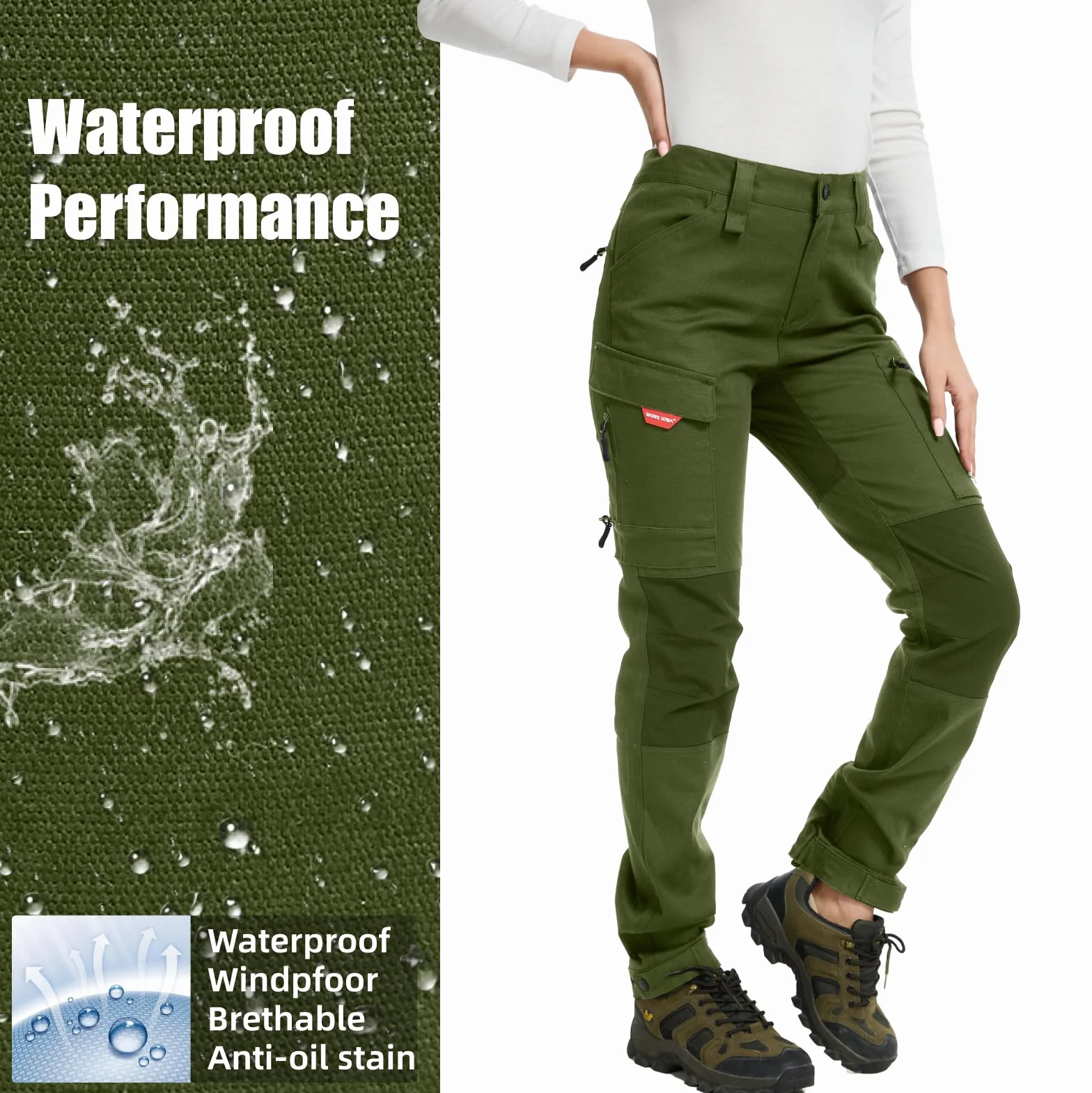 WORK IDEA Damskie spodnie trekkingowe, stretch-Slim Fit, wodoodporne, nadają się do aktywności na świeżym powietrzu