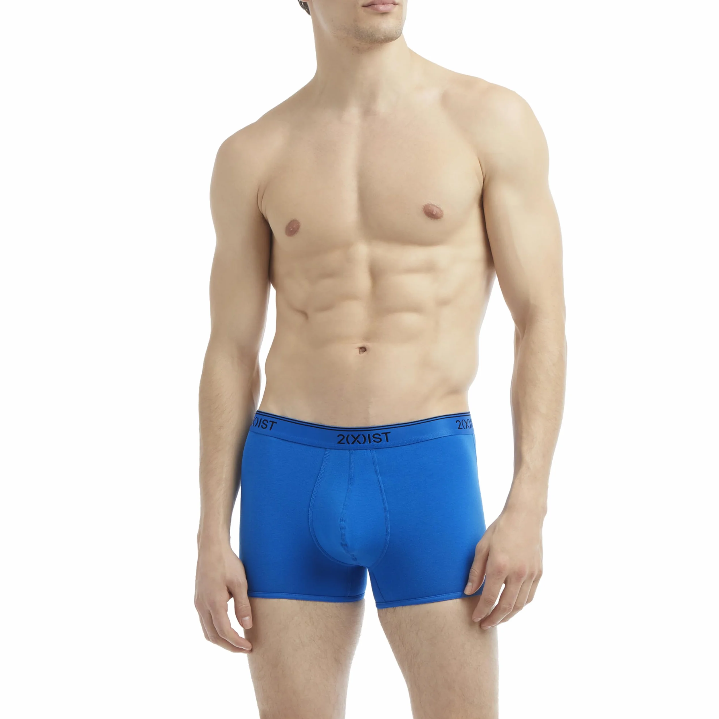 2(x) ist Męskie kąpielówki z bawełny Stretch No Show Trunk 3-pak (opakowanie 3 szt.), Scotts czerwony/czarny/Skydiver, L