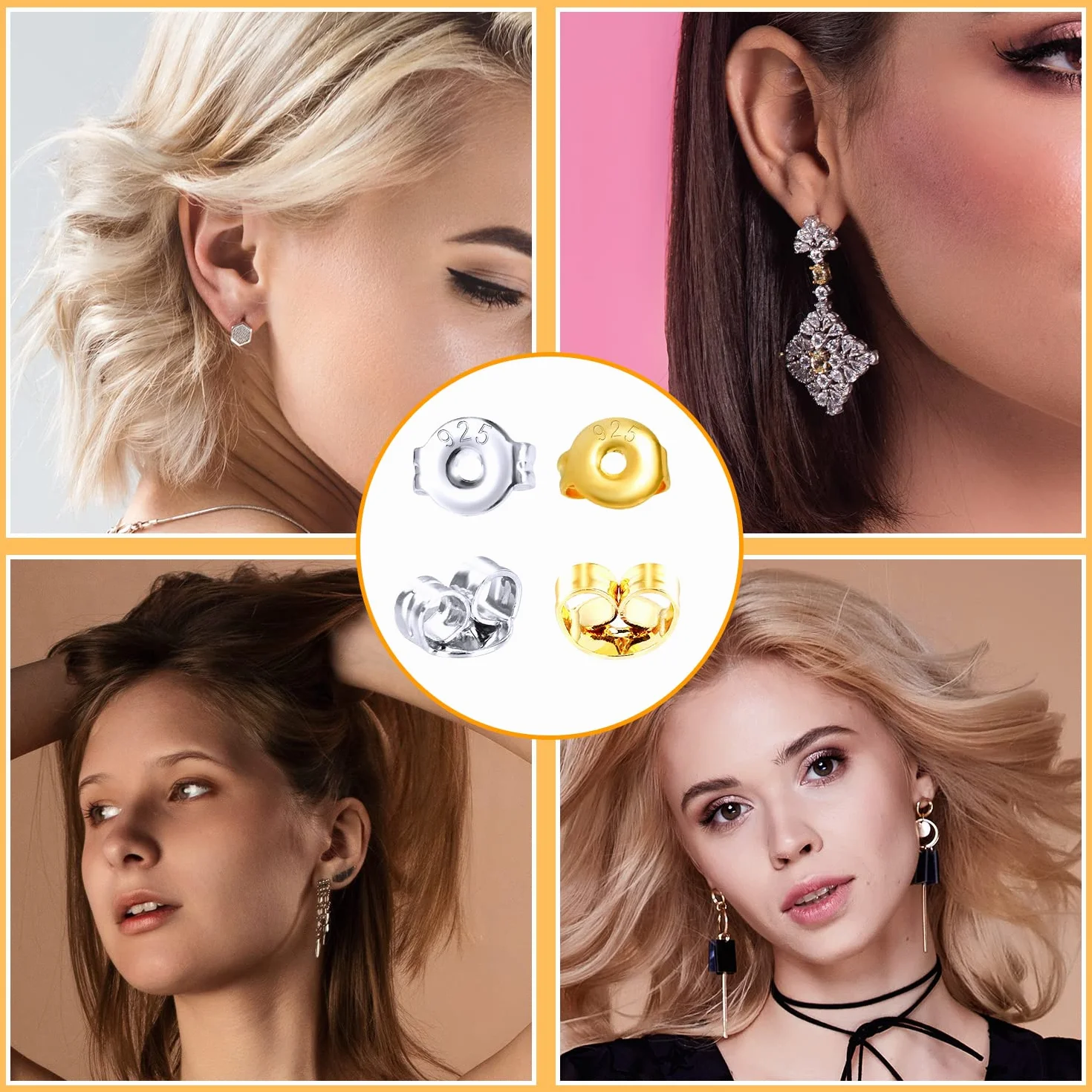 28 Szt. Earring Back, Wymiana 14 Par Kolczyki Plecy Srebrne 14 Par Kolczyki zlote Kolczyki w Ksztalcie Motyla Tyl do Cwieków Blokowanie do Kolczyków Kolczyki (Zloto, Srebro)