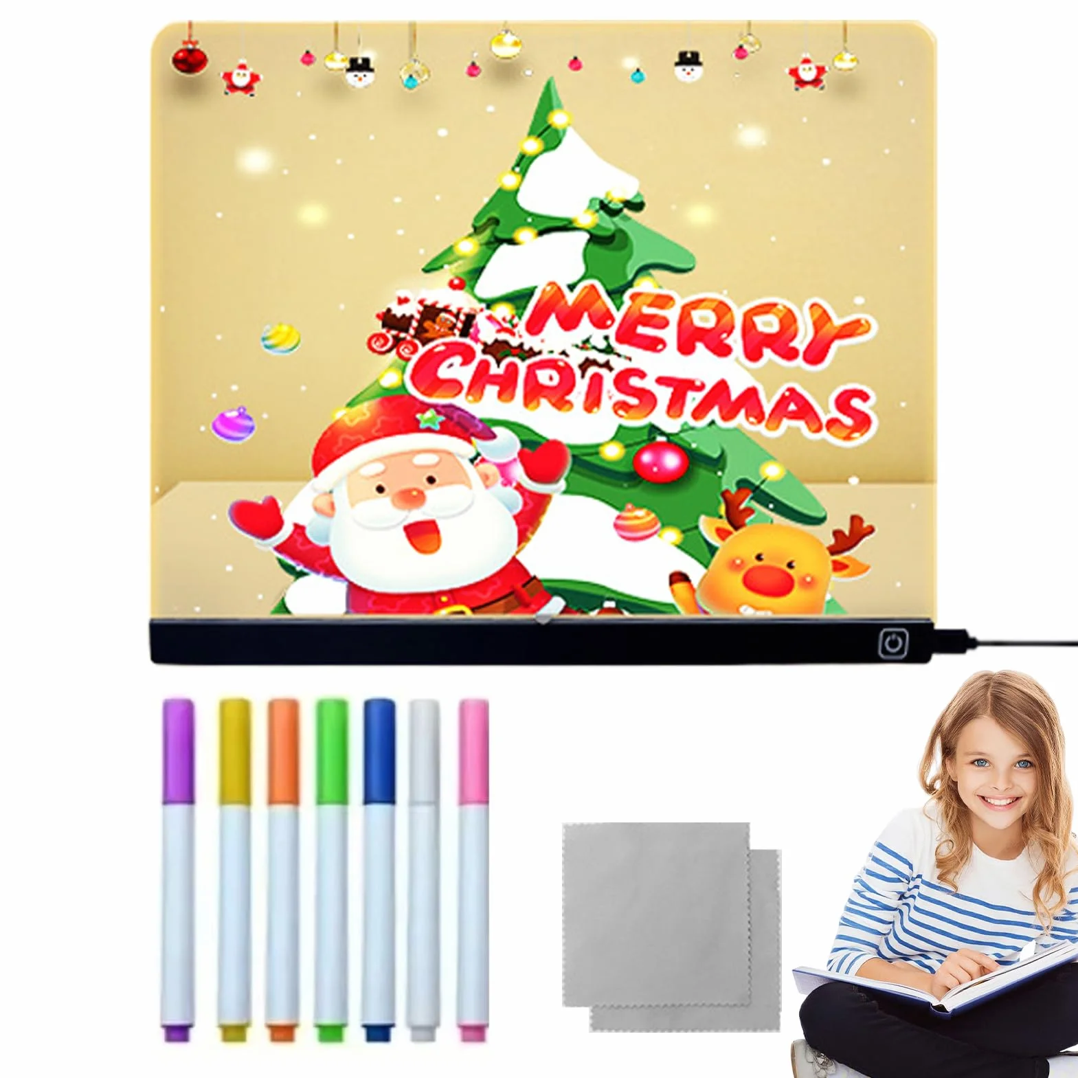Keyubria Akrylowa p?yta do usuwania suchej z ?wiat?em, tablica kre?larska | LED Dry Dreas Erase Board,Przepisywany glow akrylowa notatka do nauki edukacyjnej rozrywki gier