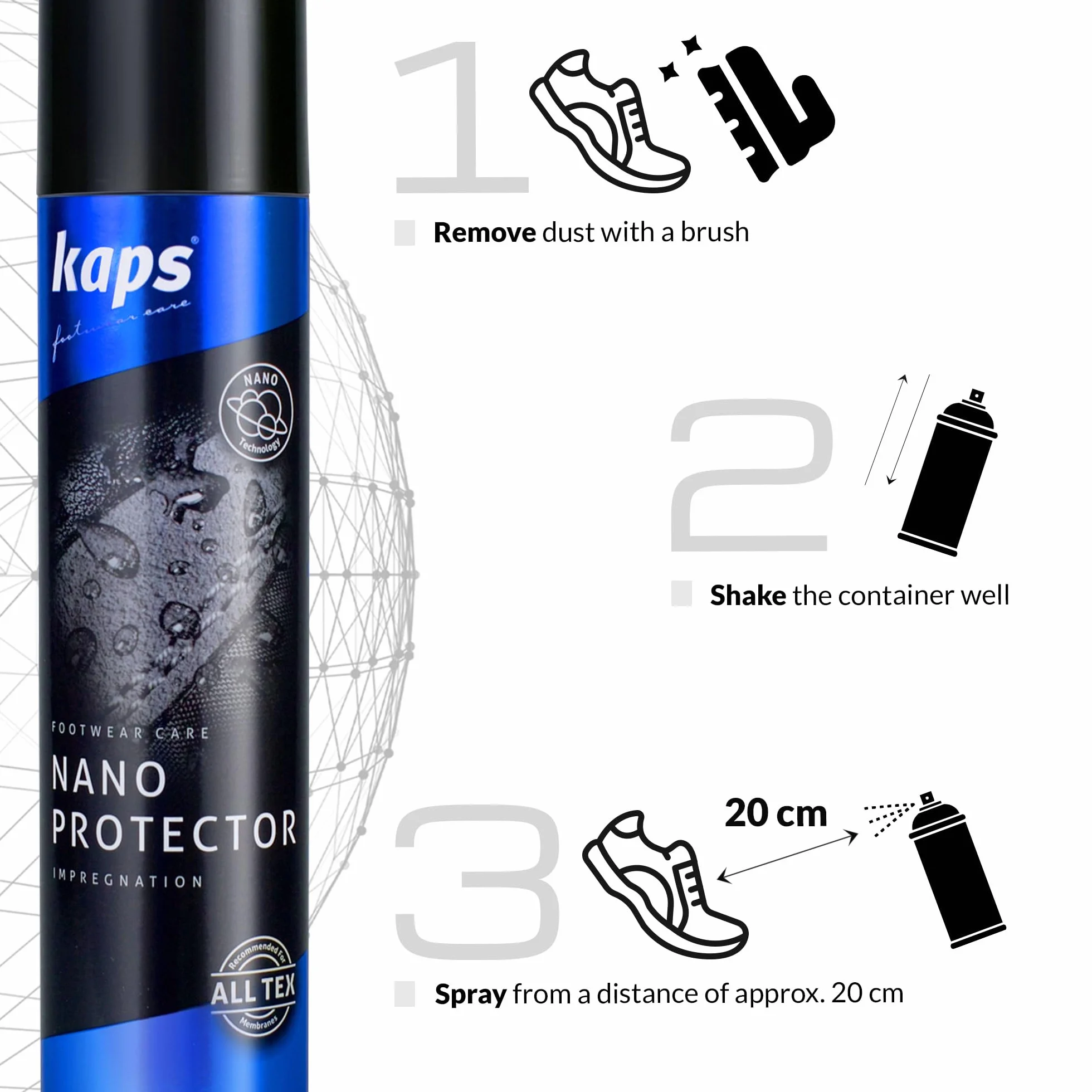Kaps Nano Protector – Impregnat w Sprayu Do Butów Skórzanych, Nubukowych, Zamszowych Oraz Wykonanych z Materiałów Tekstylnych