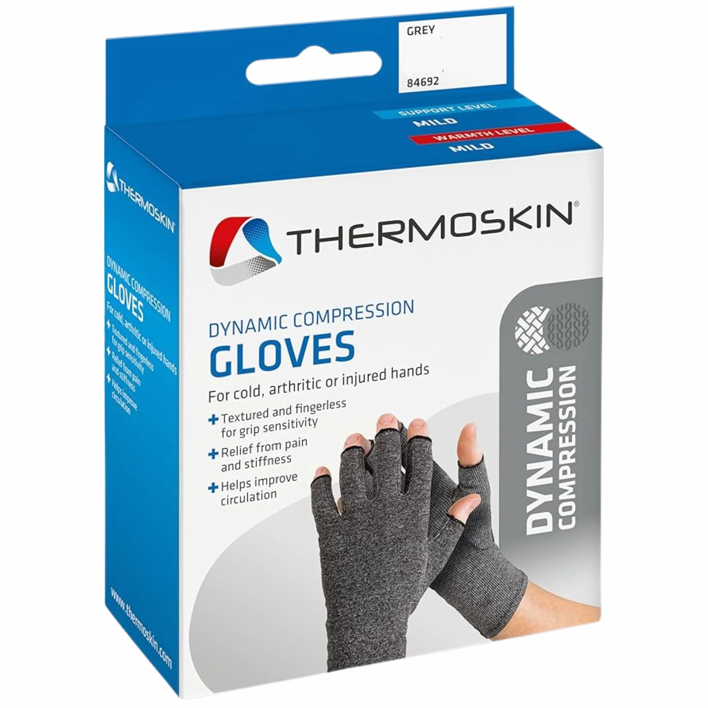 Thermoskin | Dynamiczna kompresja oddychające rękawiczki | bez palców i teksturowane | dla sztywności i łagodzenia bólu | dla mężczyzn i kobiet