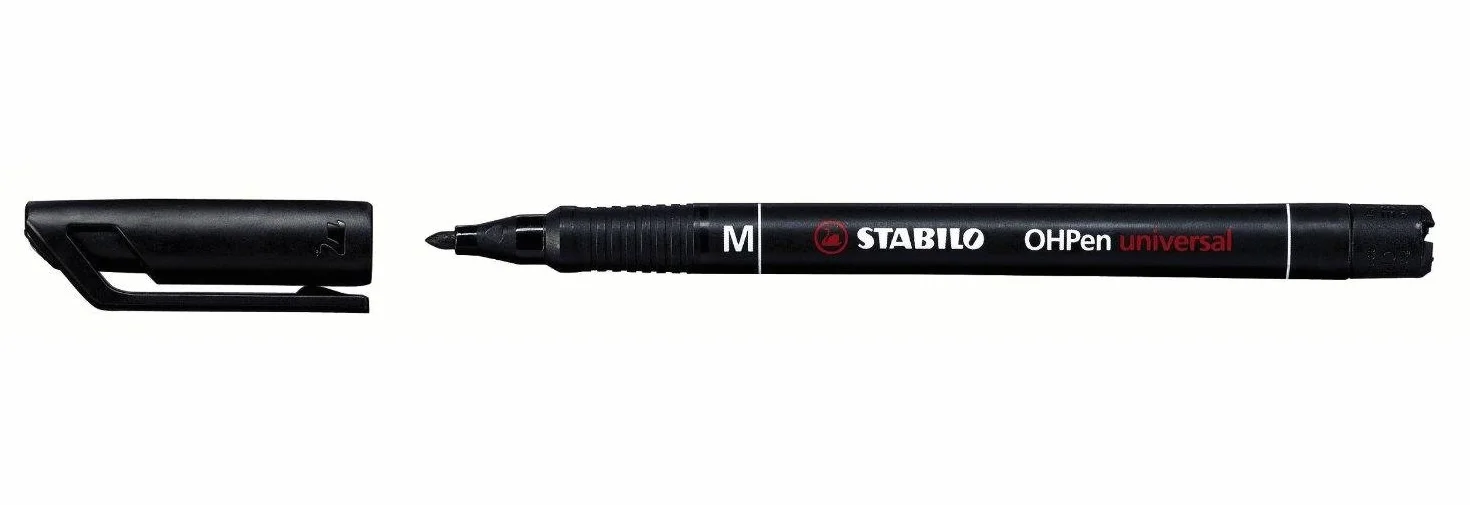 STABILO Zestaw 3 markerów ohp pen permanentnych średniej końcówki 1 mm czarny tusz permanentny