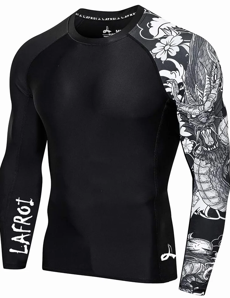 LAFROI Męska koszulka termoaktywna z długim rękawem, UPF 50+ Performance Fit, Kompresja, Rash Guard - CLYYB