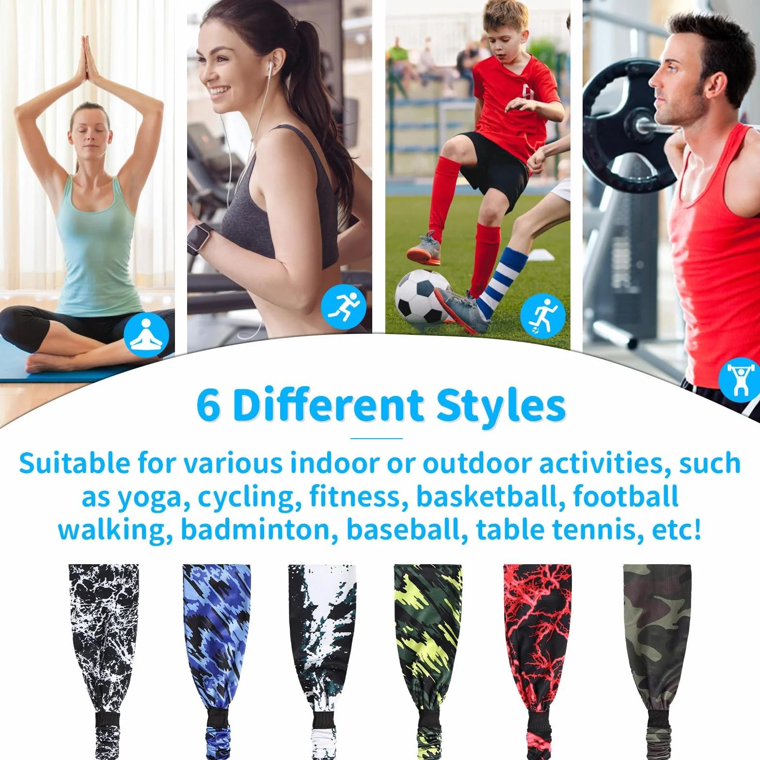 Sport-Stirnbänder im 6er-Pack