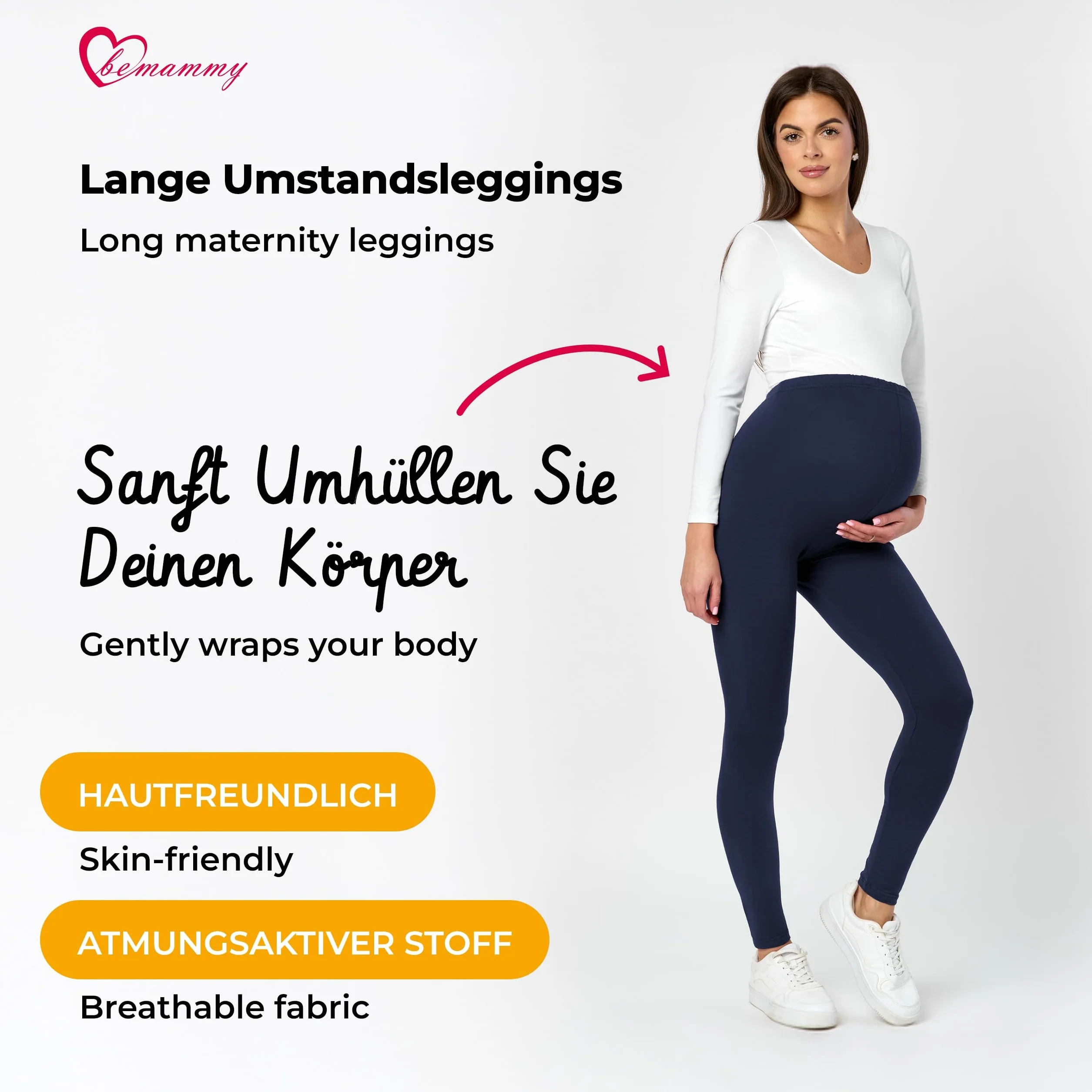 Be Mammy Bawełniane Legginsy Ciążowe Długie BE20-230