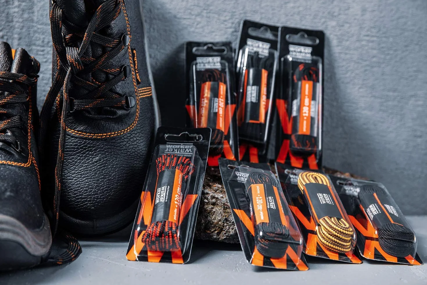 Worker Walker Round Laces Pro - Okrągłe Sznurowadła Do Butów Roboczych, BHP, Silny Splot, Wytrzymałe Sznurowadła, Różne Kolory i Długości, Wyprodukowane w Europie, 1 para