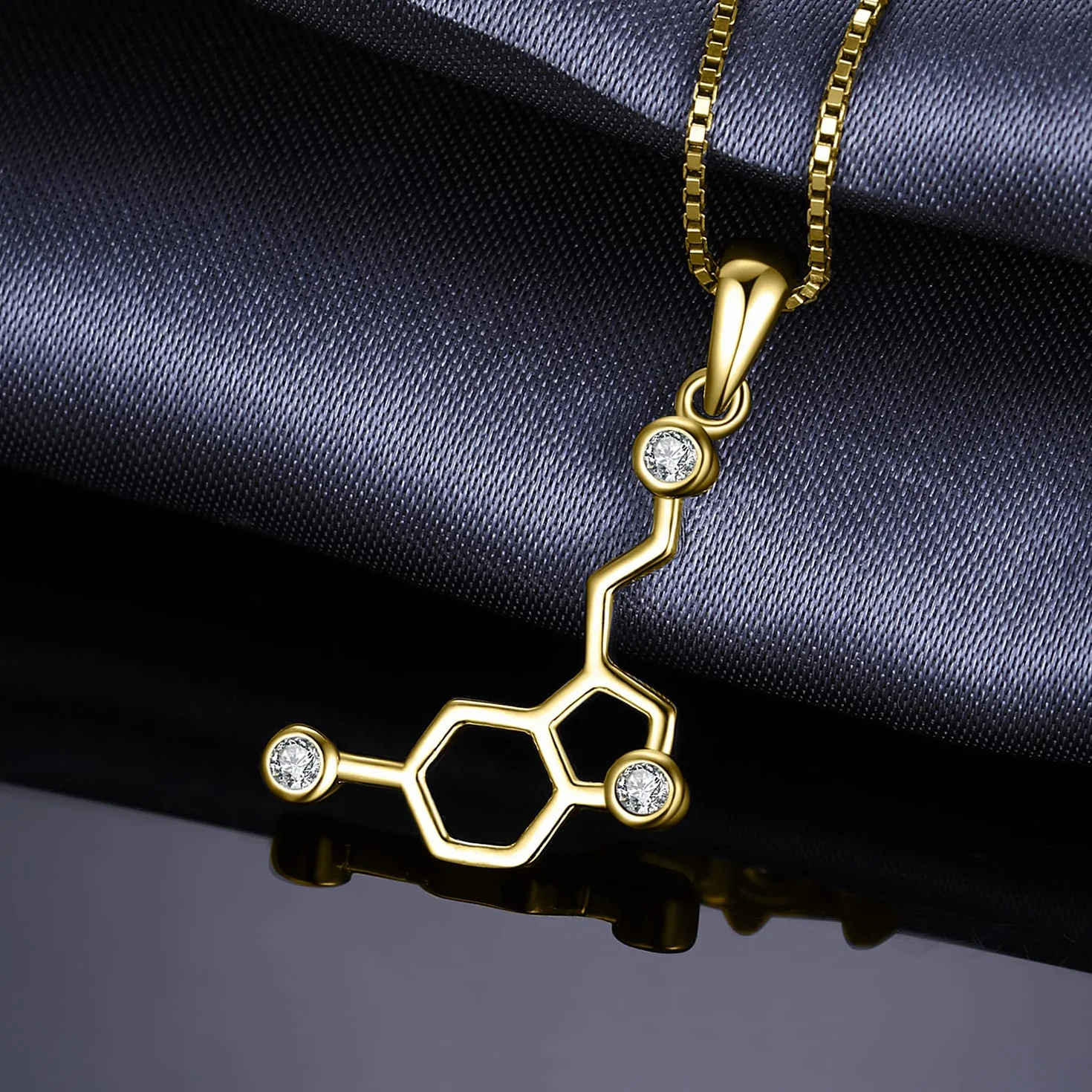 JewelryPalace Naszyjnik Miłość Cząsteczka Serotoniny, Naszyjnik damski ze srebra próby 925 Naszyjnik, Zestaw biżuterii dla kobiet, Biżuteria dla dziewczynek Różowe złoto Złoto 45CM