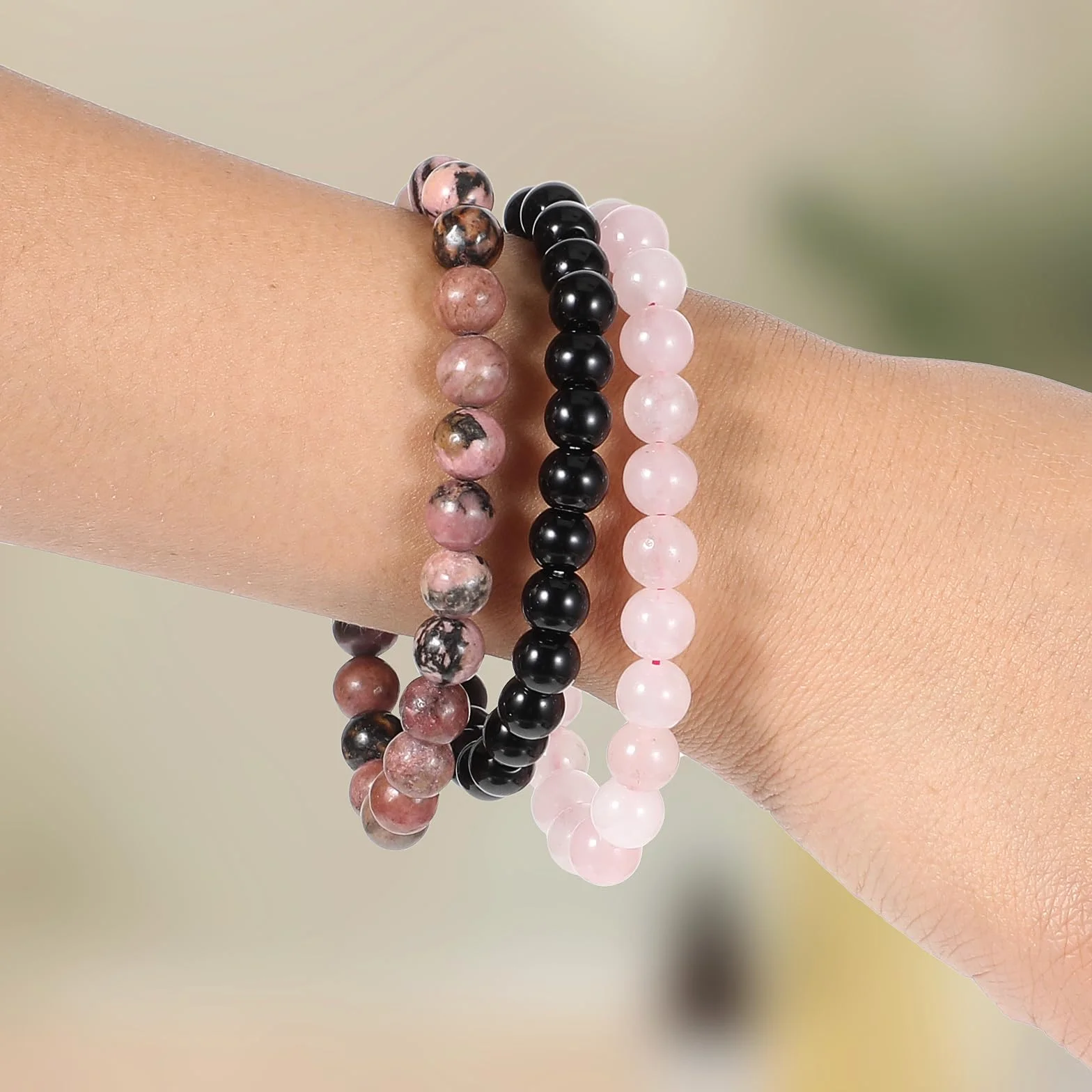 Mabor 3-częściowy zestaw damski bransoletka z kamienia naturalnego 8mm unisex elastyczna bransoletka z kamieni szlachetnych bransoletka do jogi dla siostry dziewczyny