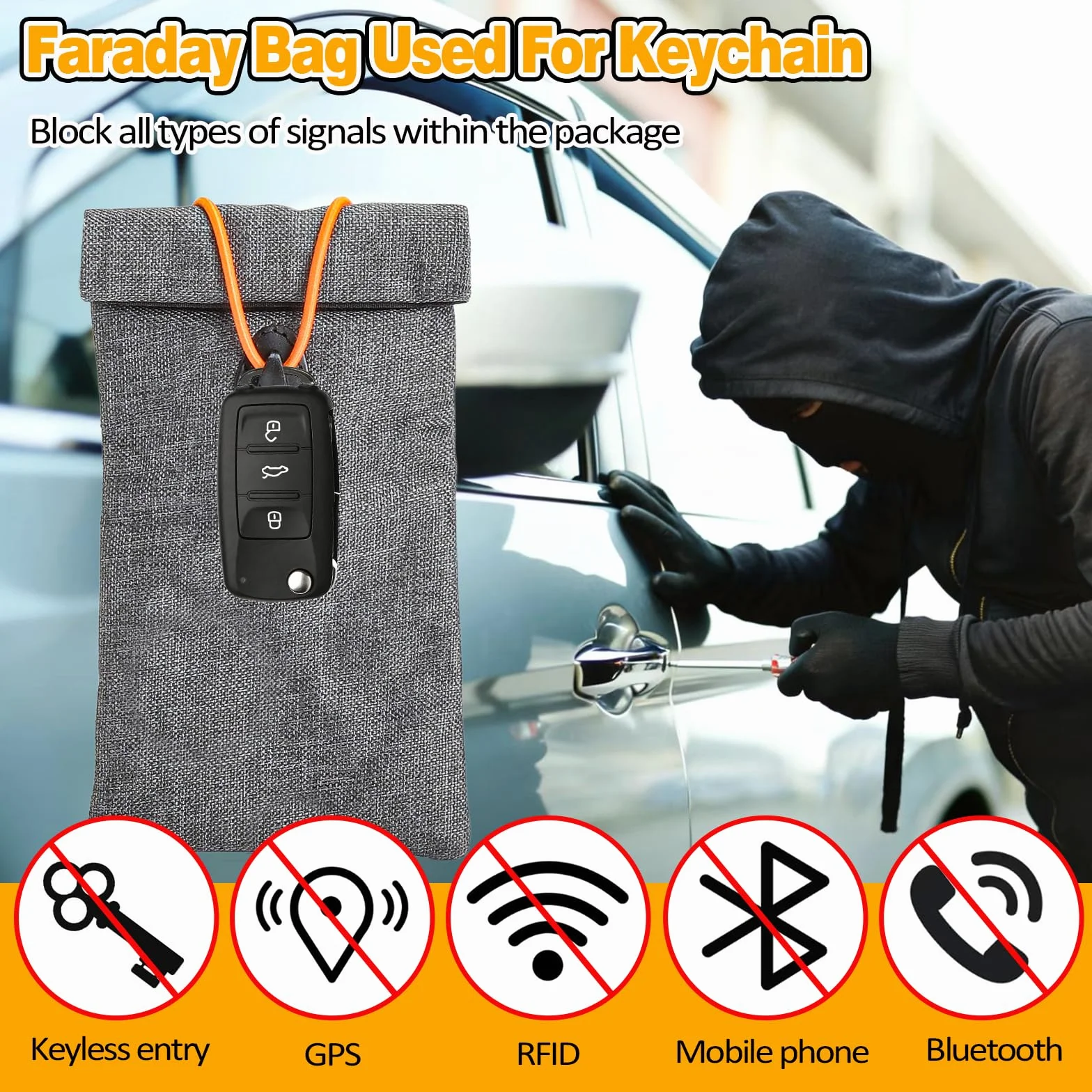 Faraday etui na telefon komórkowy i kluczyki samochodowe 17 × 10 cm – etui ochronne Keyless-Go z blokadą RFID, odporna na odsłuchiwanie sygnału przeciwko 5 G/GPS, bezzapachowa i wodoszczelna – idealne