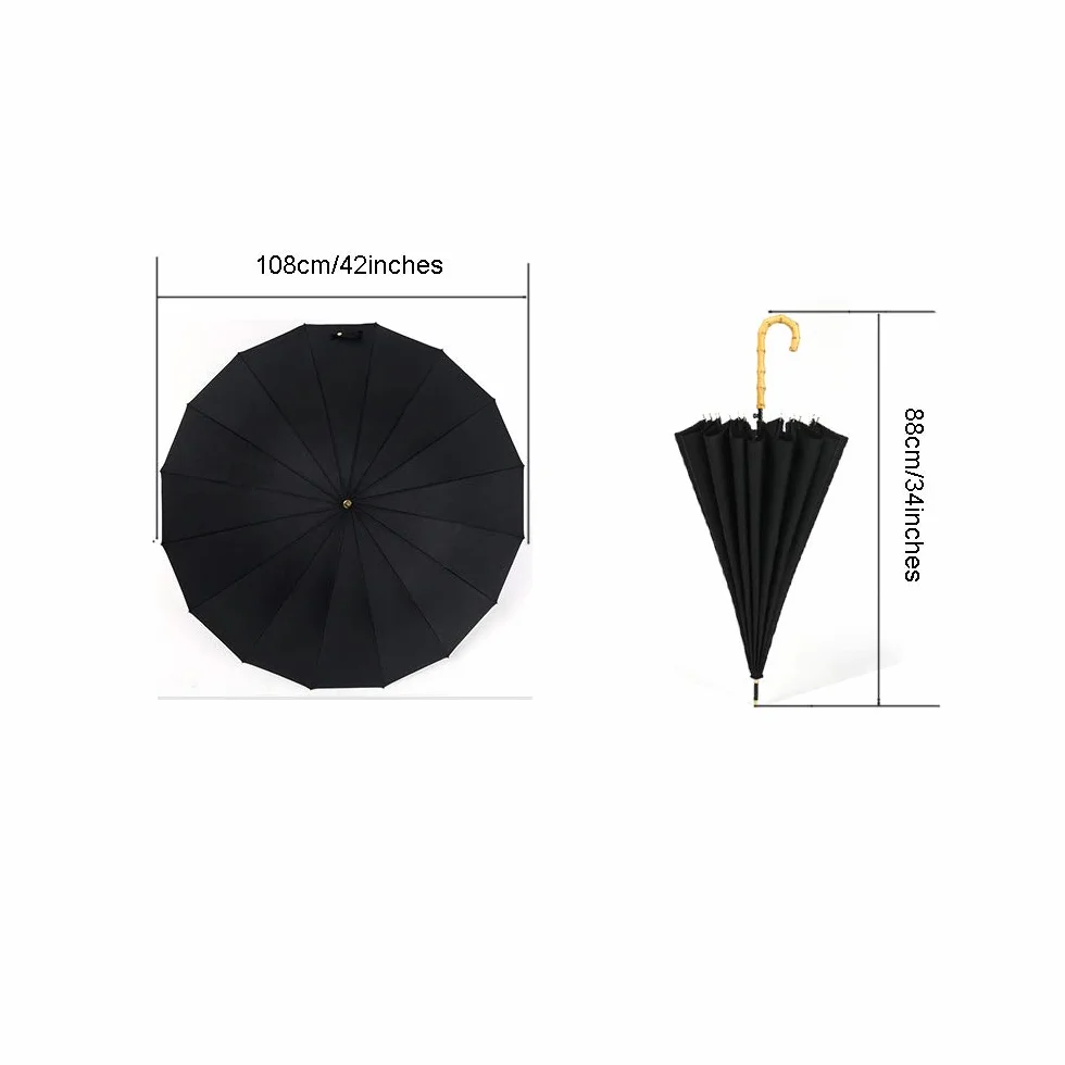 ThreeH bambusowy uchwyt parasol golfowy automatyczny, otwarty uchwyt, drewniany haczyk, parasol KS08